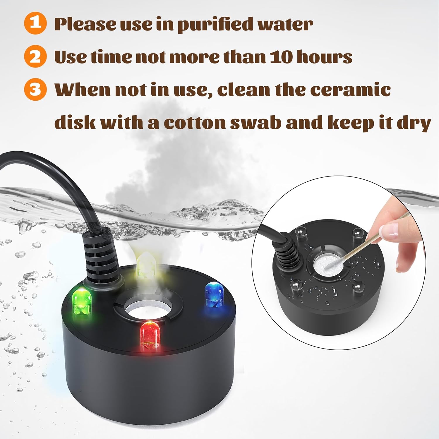 Mini Fountain Mister with 4 LED Lights Halloween Mist Maker Black