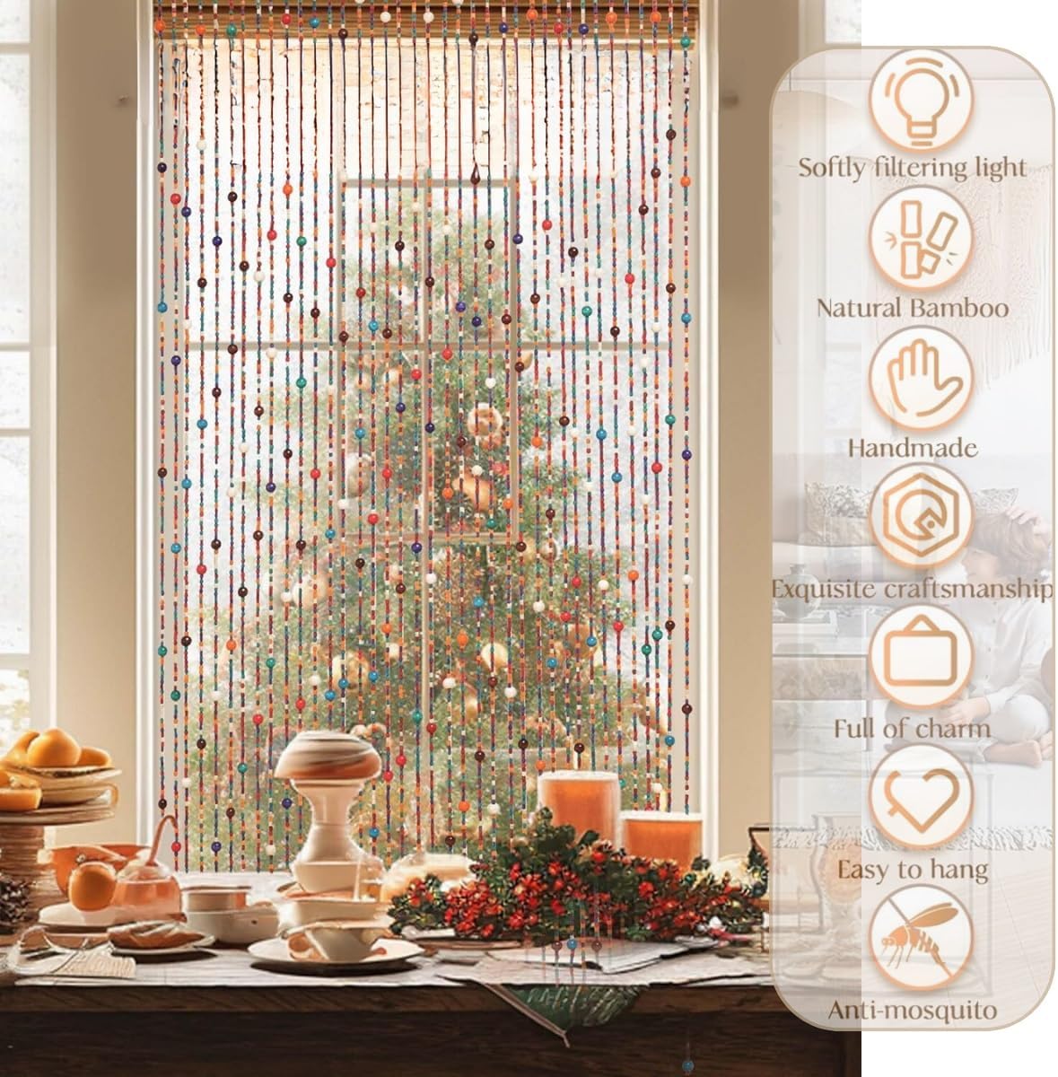 Doorway Beads Bamboo Curtain 38 Strands 354x748in