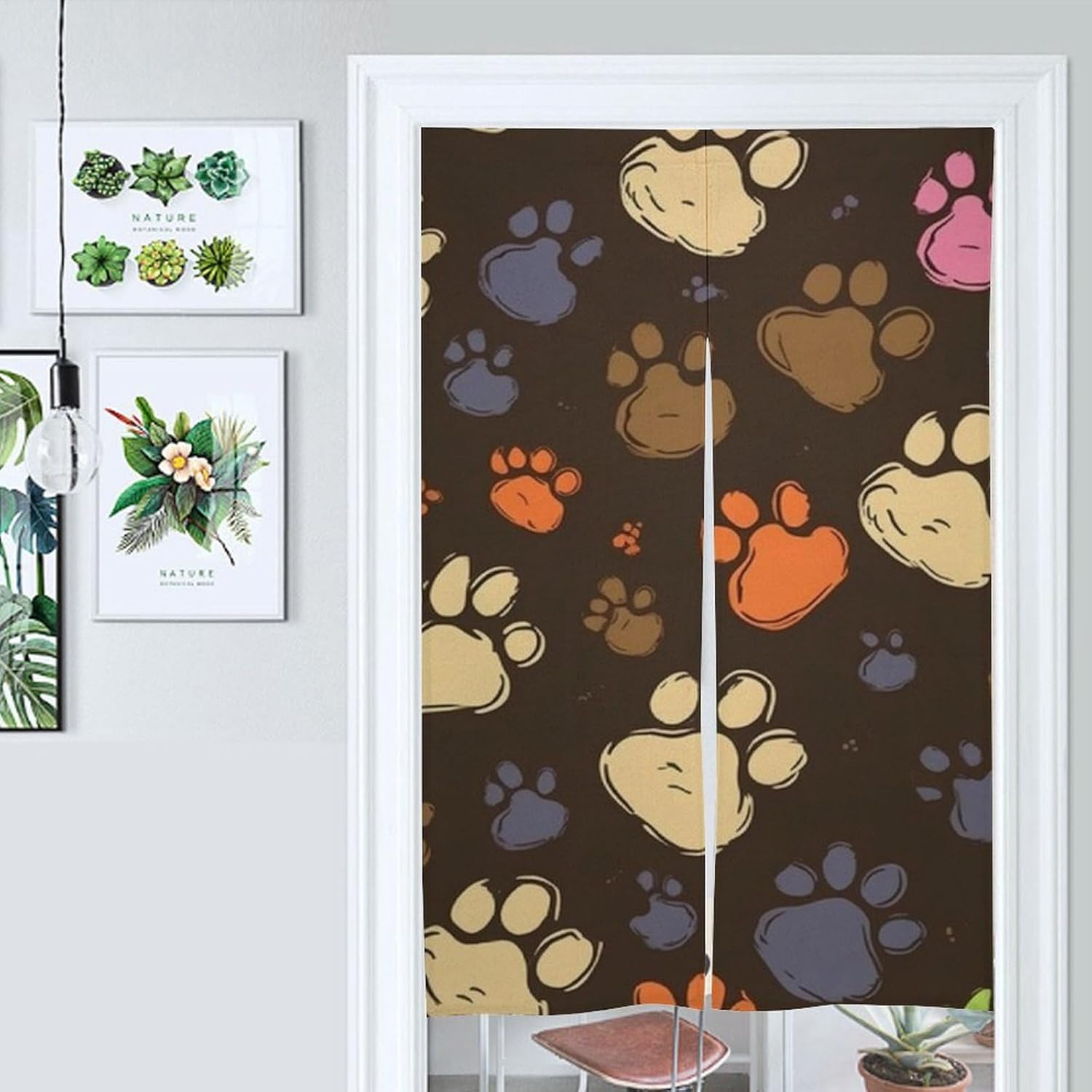 Dog Paws Print Door Curtain Panel 17x57 Inch