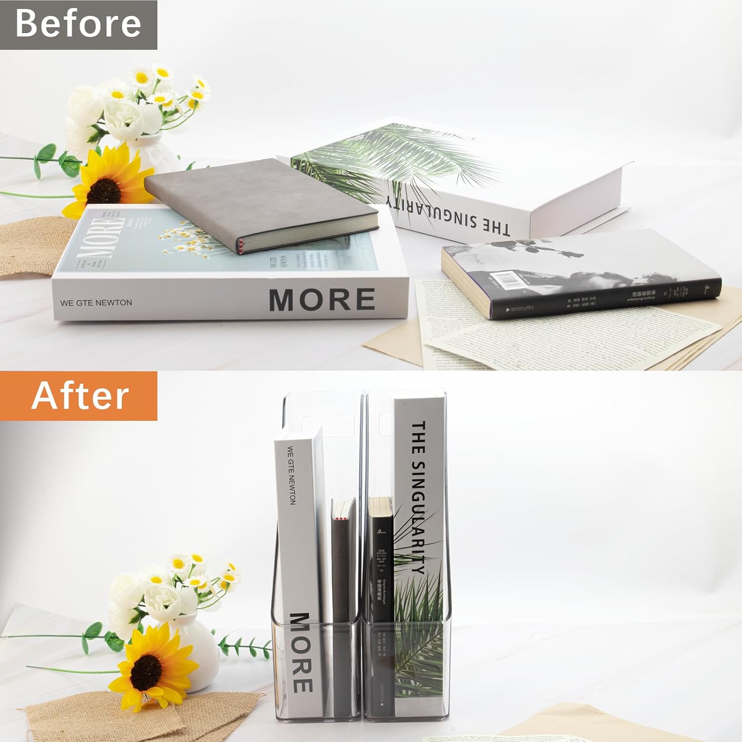 2 Pack Acrylic Magazine Holder with Handle for Desk Organization