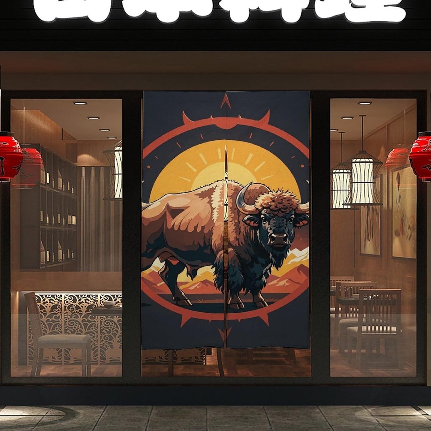 Wild American Bison Door Cover Curtain 57x17 Inches