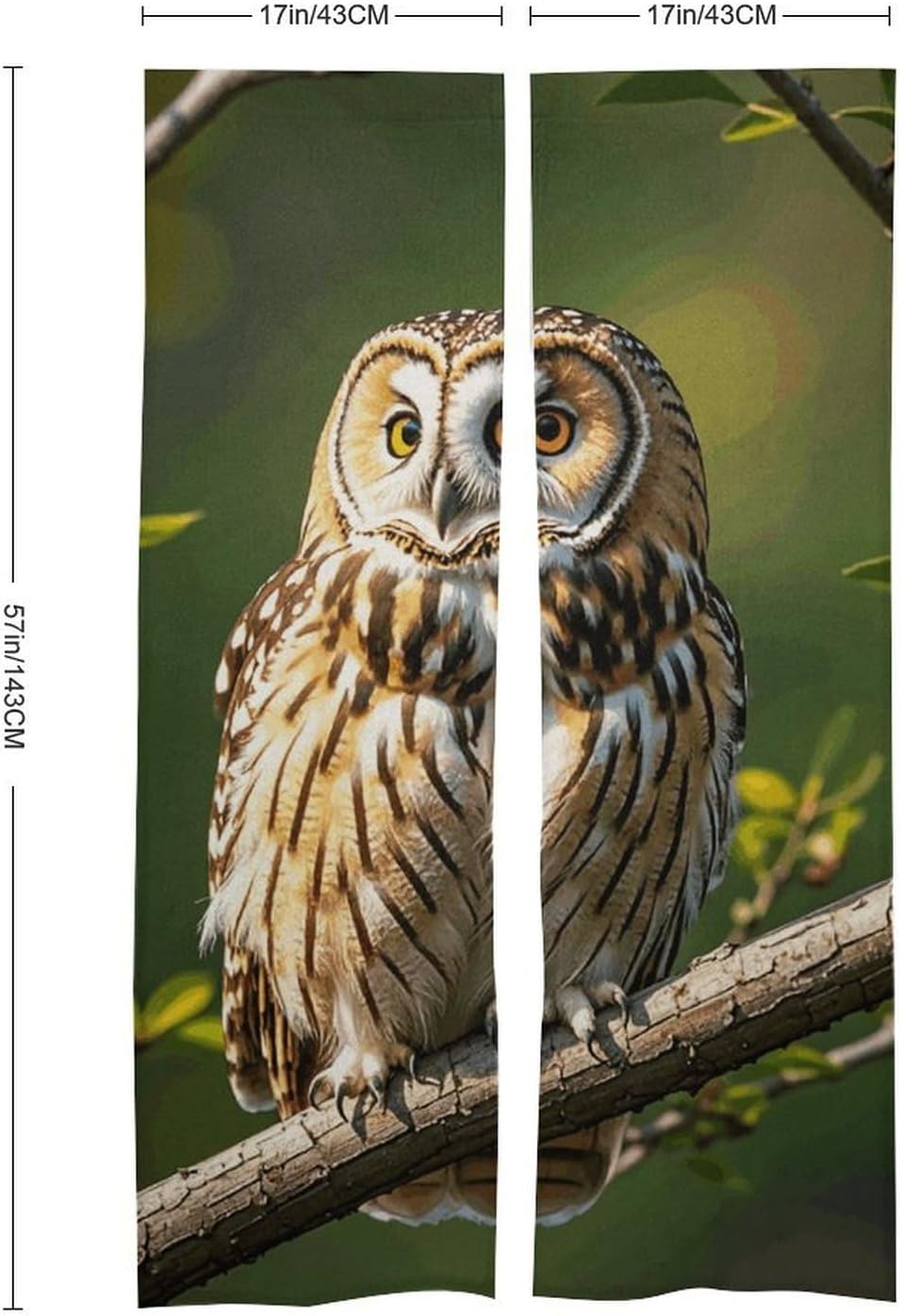 Owl Tree Branches Door Cover Curtain 57x17 Inches