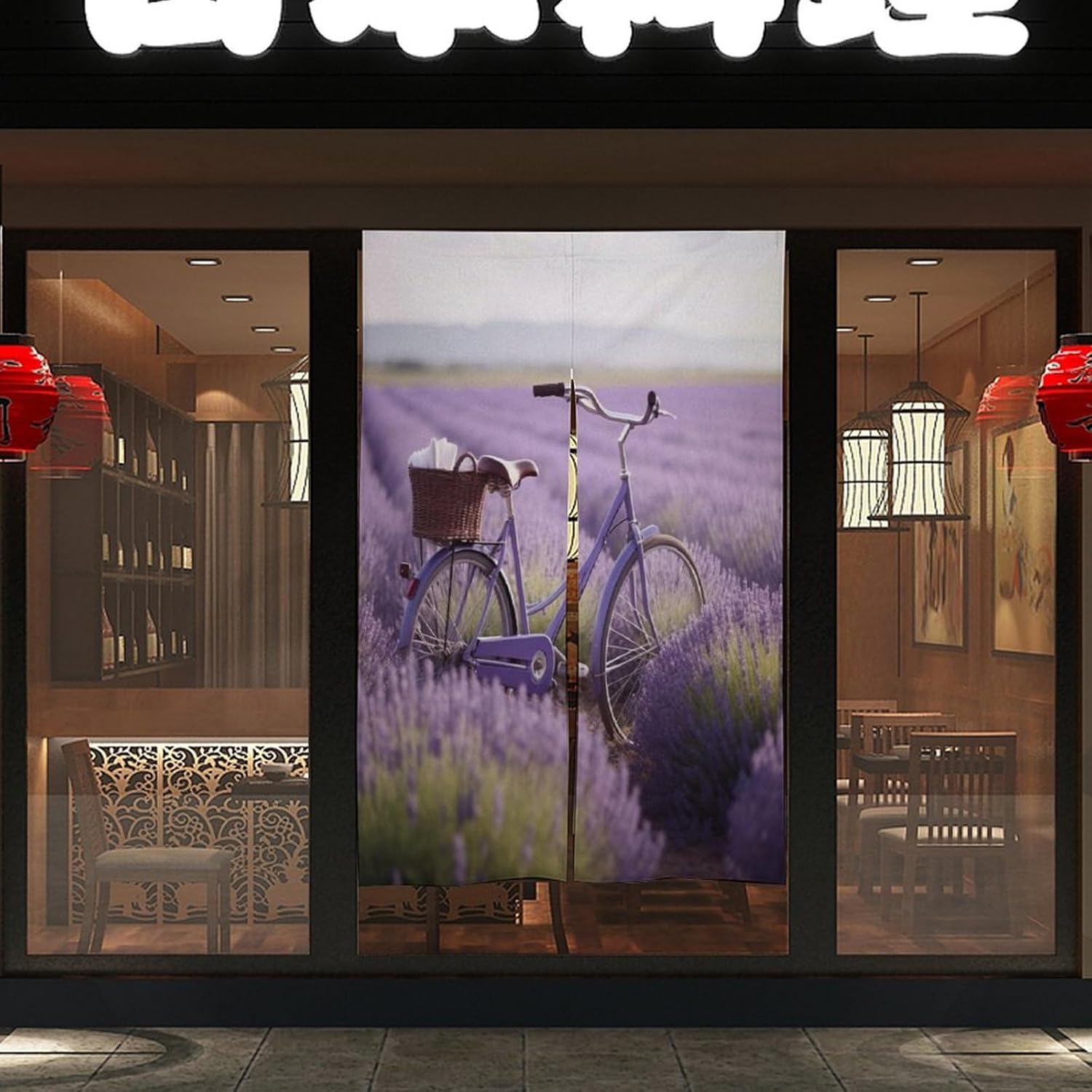 Lavender Field Bike Door Curtain Panel 17x57 Inch