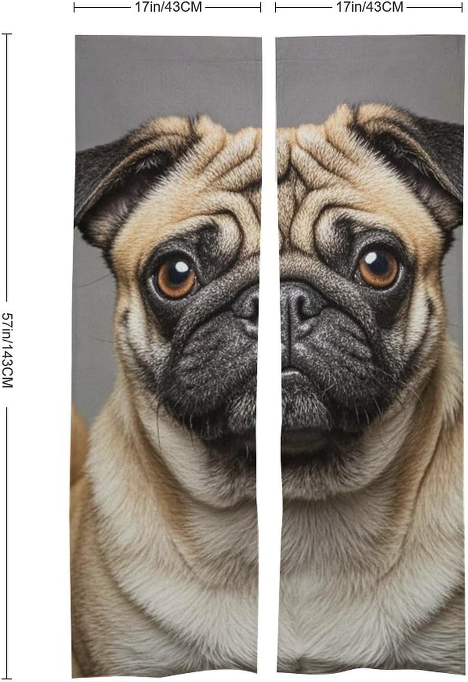 Animal Pug Door Curtain Panel 17x57 Inch Split Door Divider