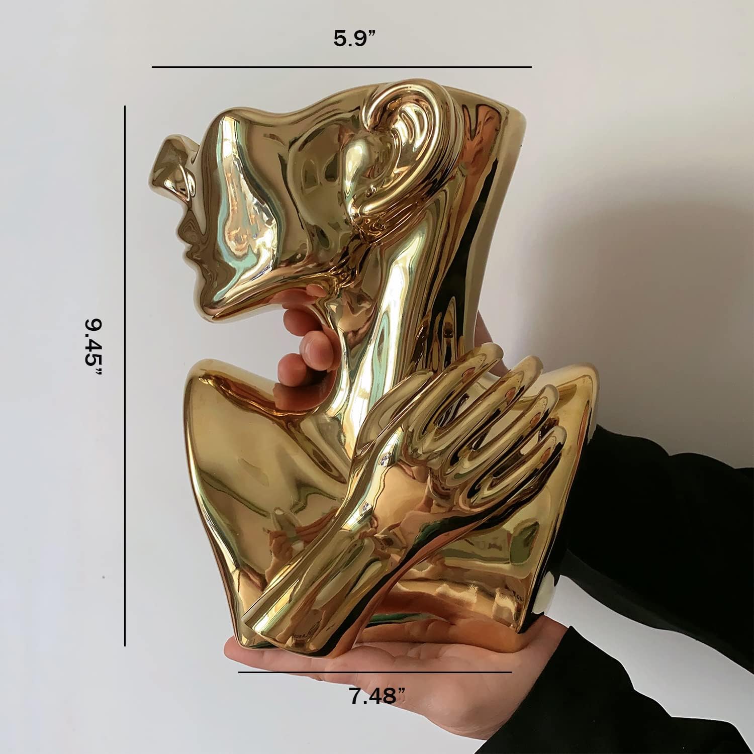 Funsoba Gold Ceramic Head Vase for Home Office Decor