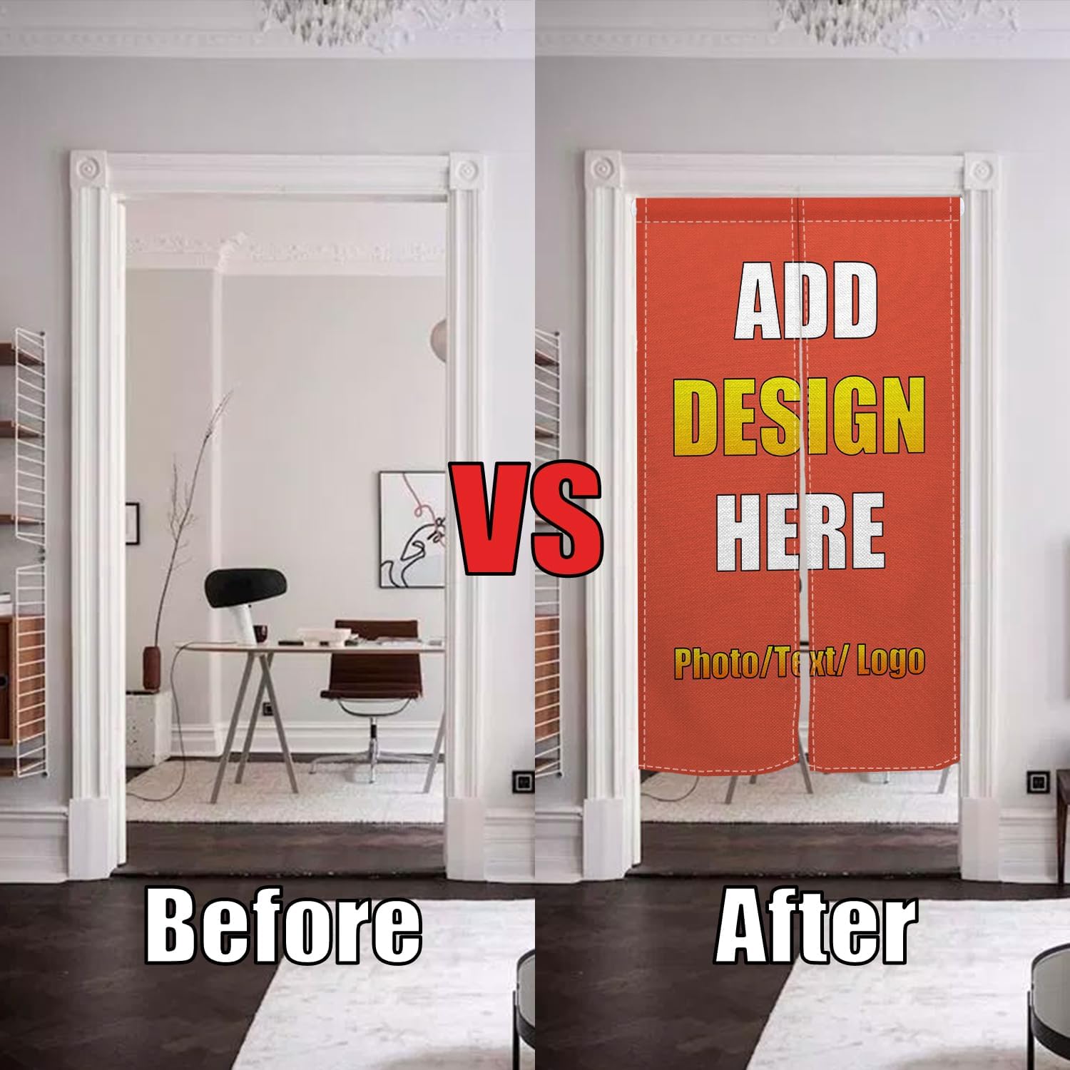 Custom Double Sided Noren Curtain with Photo Text Logo