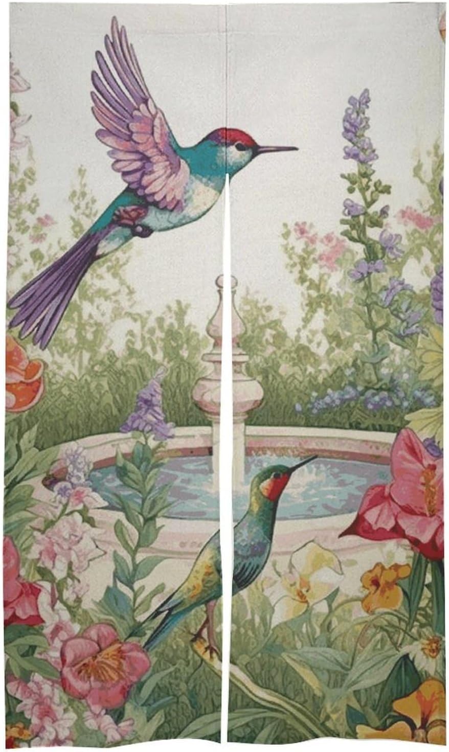 Garden Birds Flowers Door Curtain 57x17 Inches