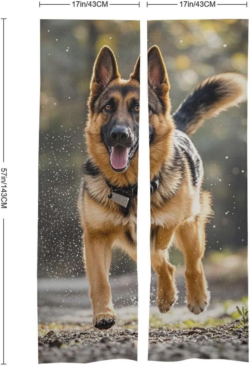 Running German Shepherd Door Cover Curtain 57x17 Inches
