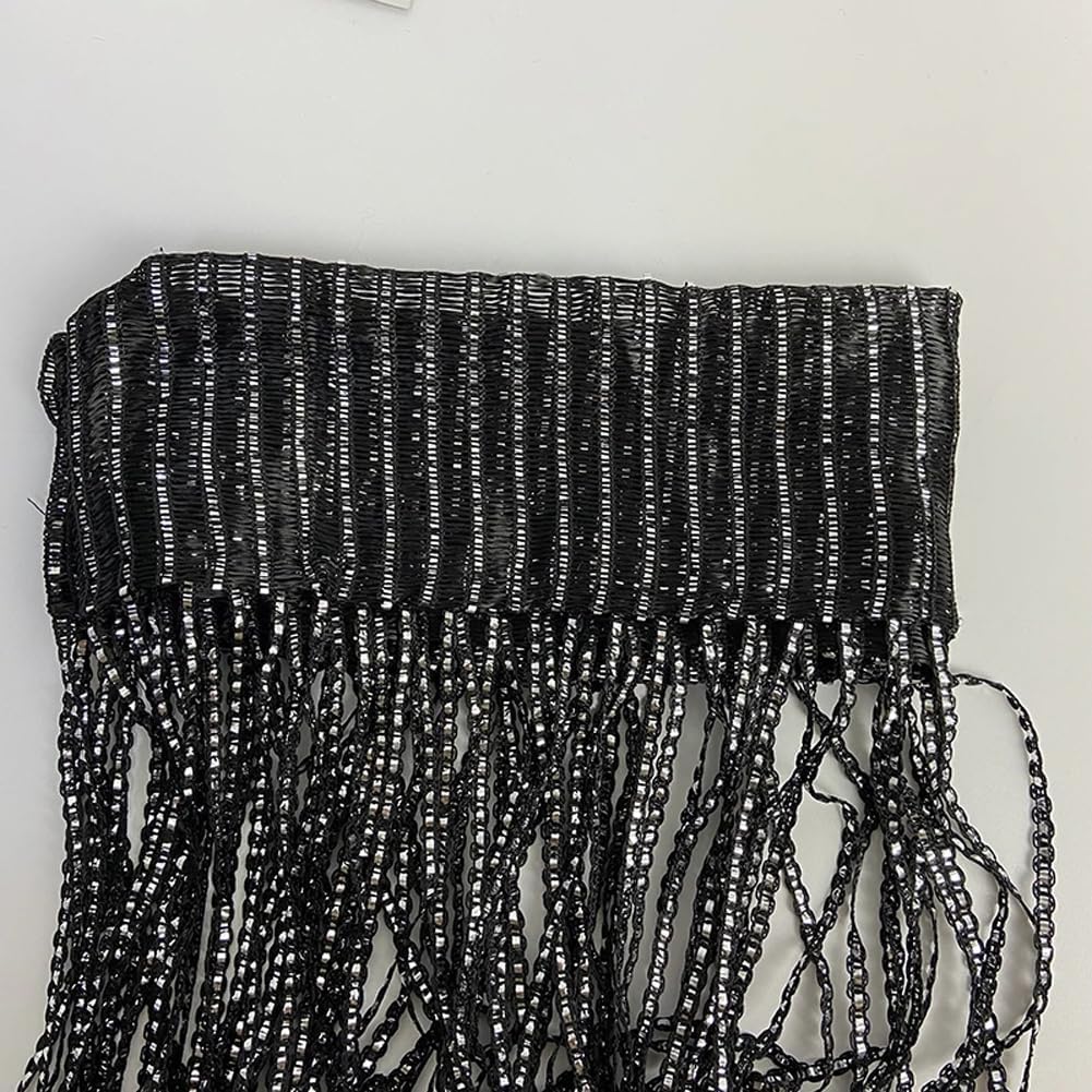 Black Wall Panel Fringe Curtain 110x110 Inch