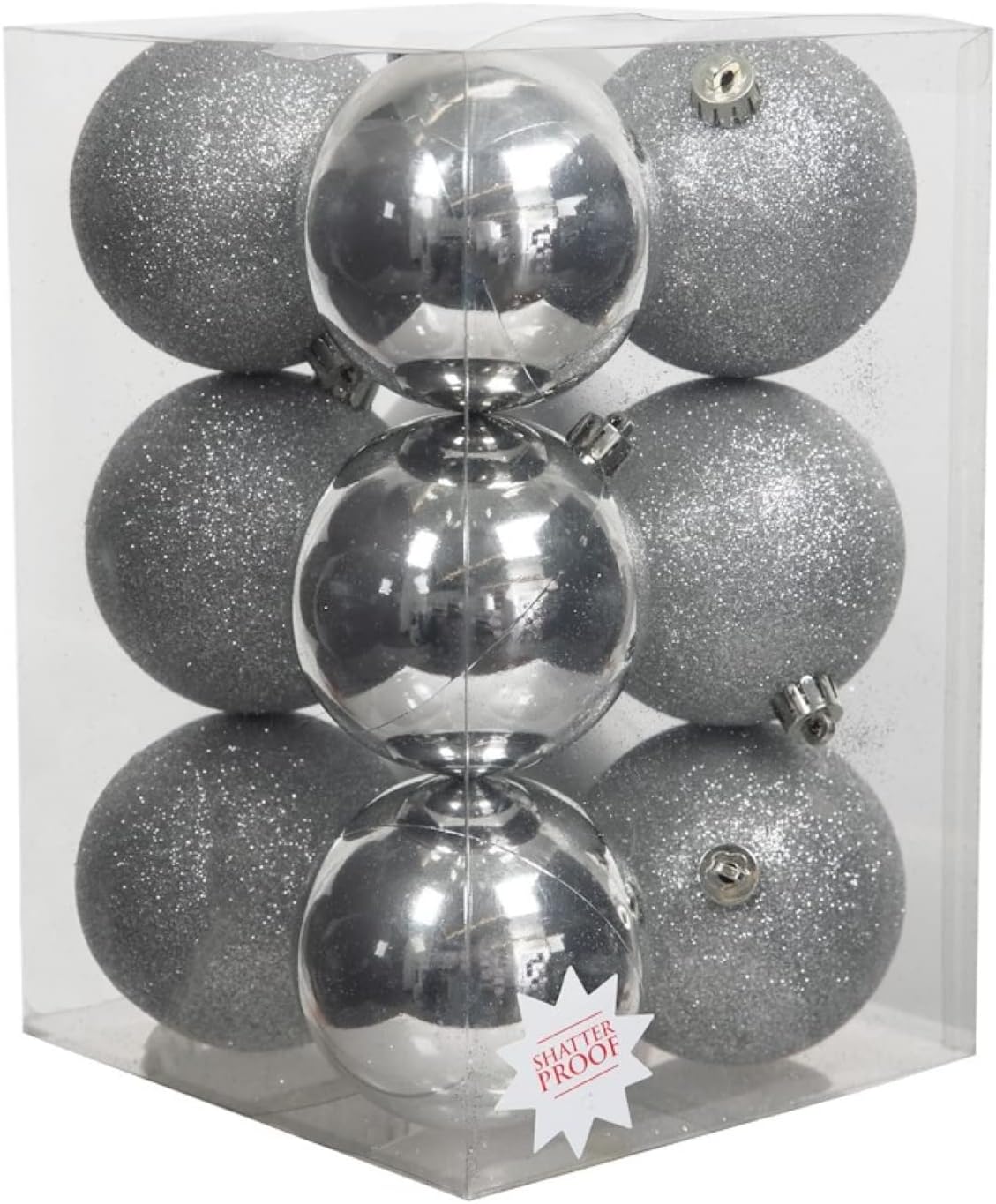 Hobby Lobby 12-Pack Silver Matte Shiny Glitter Hanging Ornaments