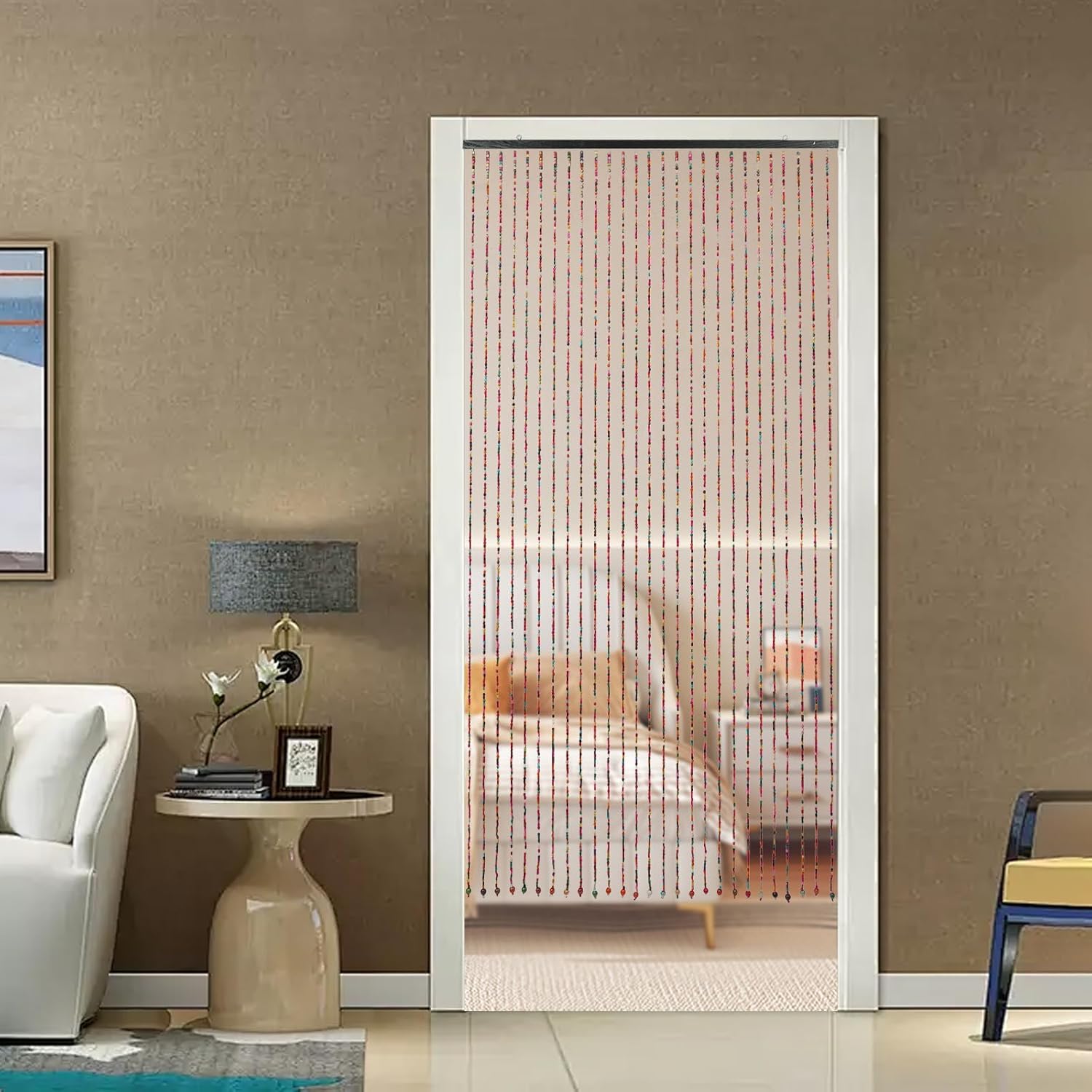 Eapmic Wood Bamboo Beaded Curtain Panels