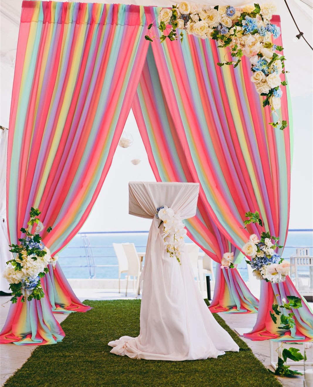 Duoobao Rainbow Sheer Chiffon Curtains - 10x10ft 2 Panels