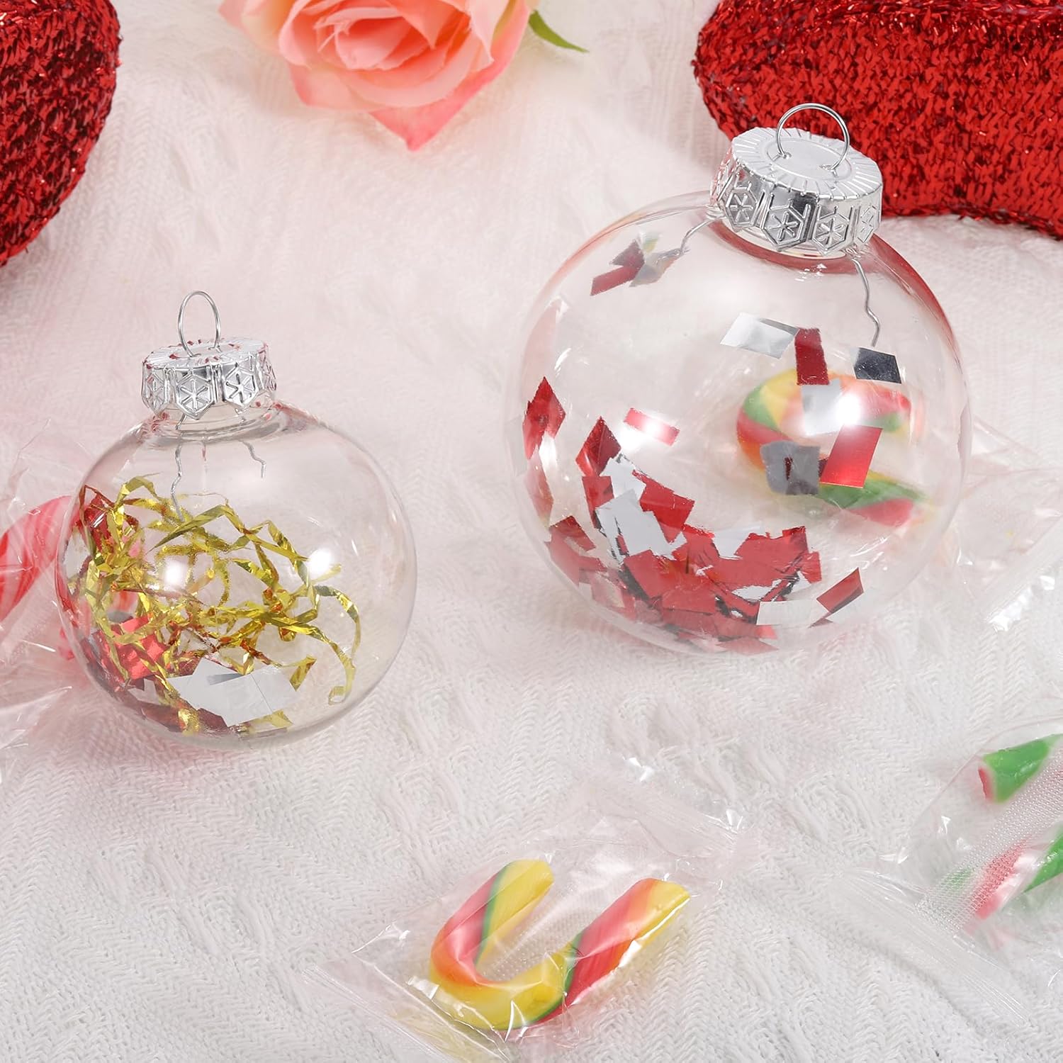 MECCANIXITY 40Pcs Clear Plastic Ornaments Balls