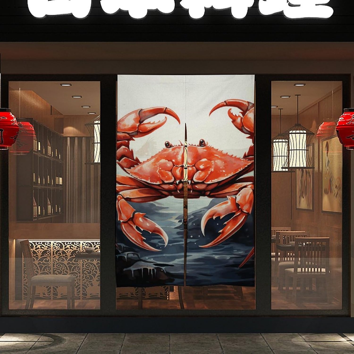 Red Crab Sea Split Door Curtain 17x57 Inch Panel Divider