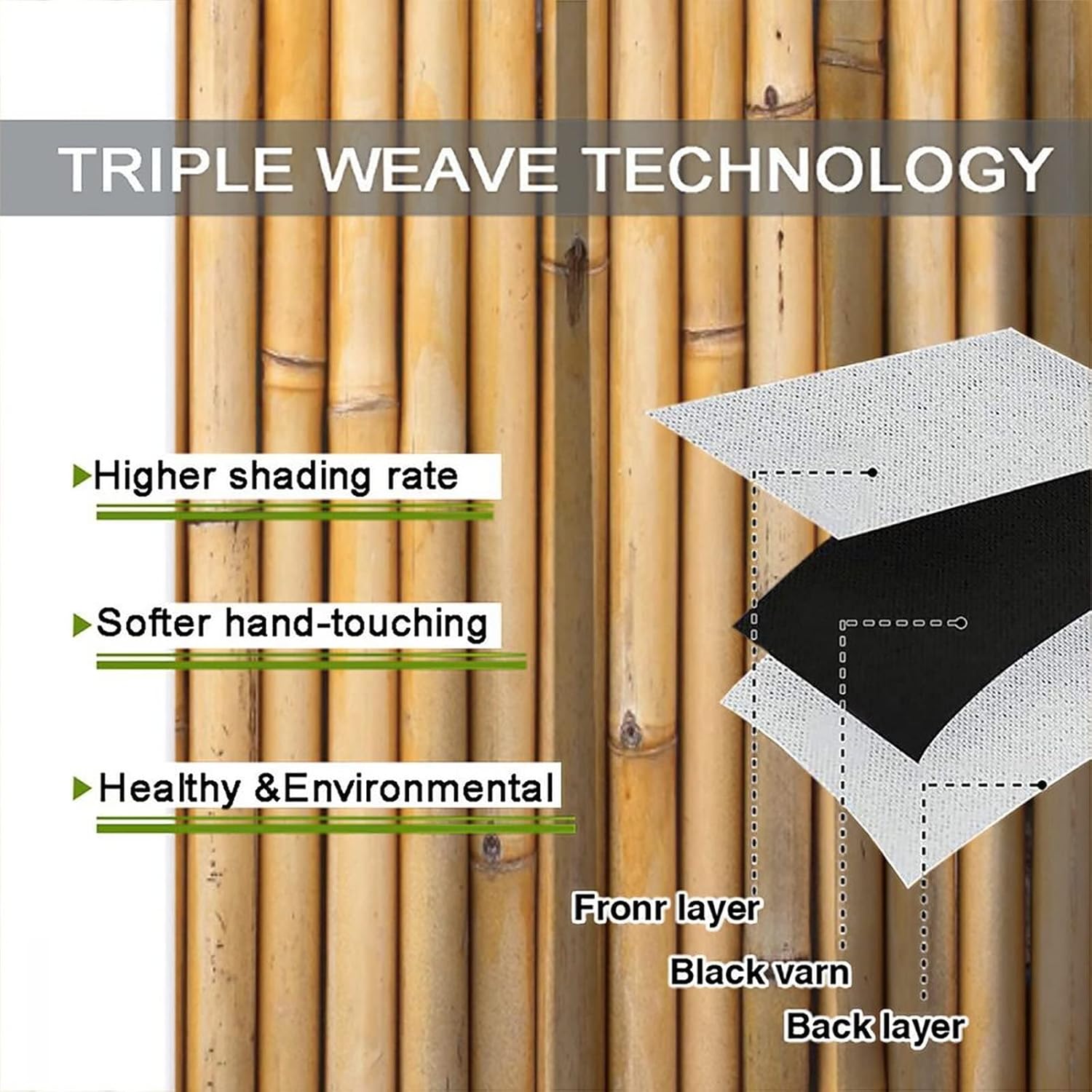 Bamboo Curtains 2 Panel Set 42x63 Inches