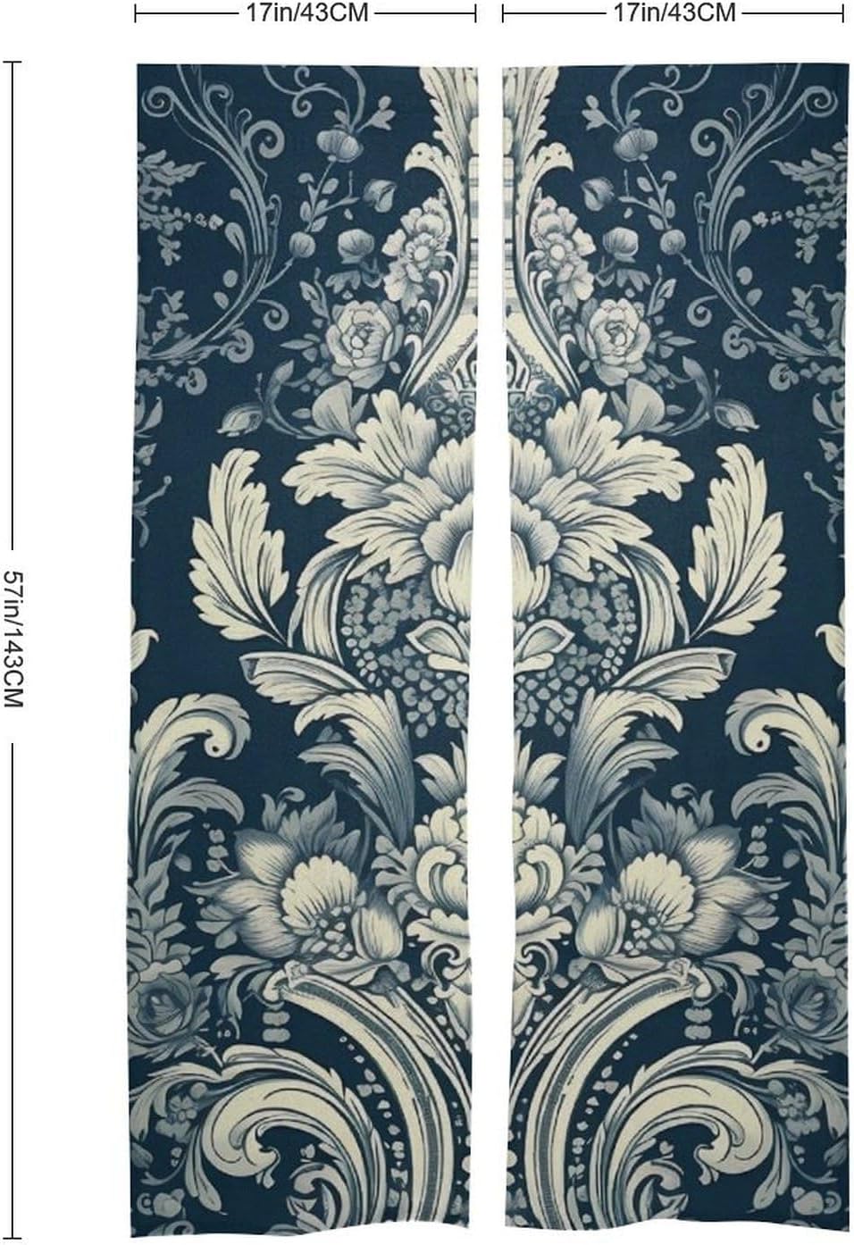 Japanese Noren Pattern Blue Background Door Curtain 34x57 Inch Split Drape