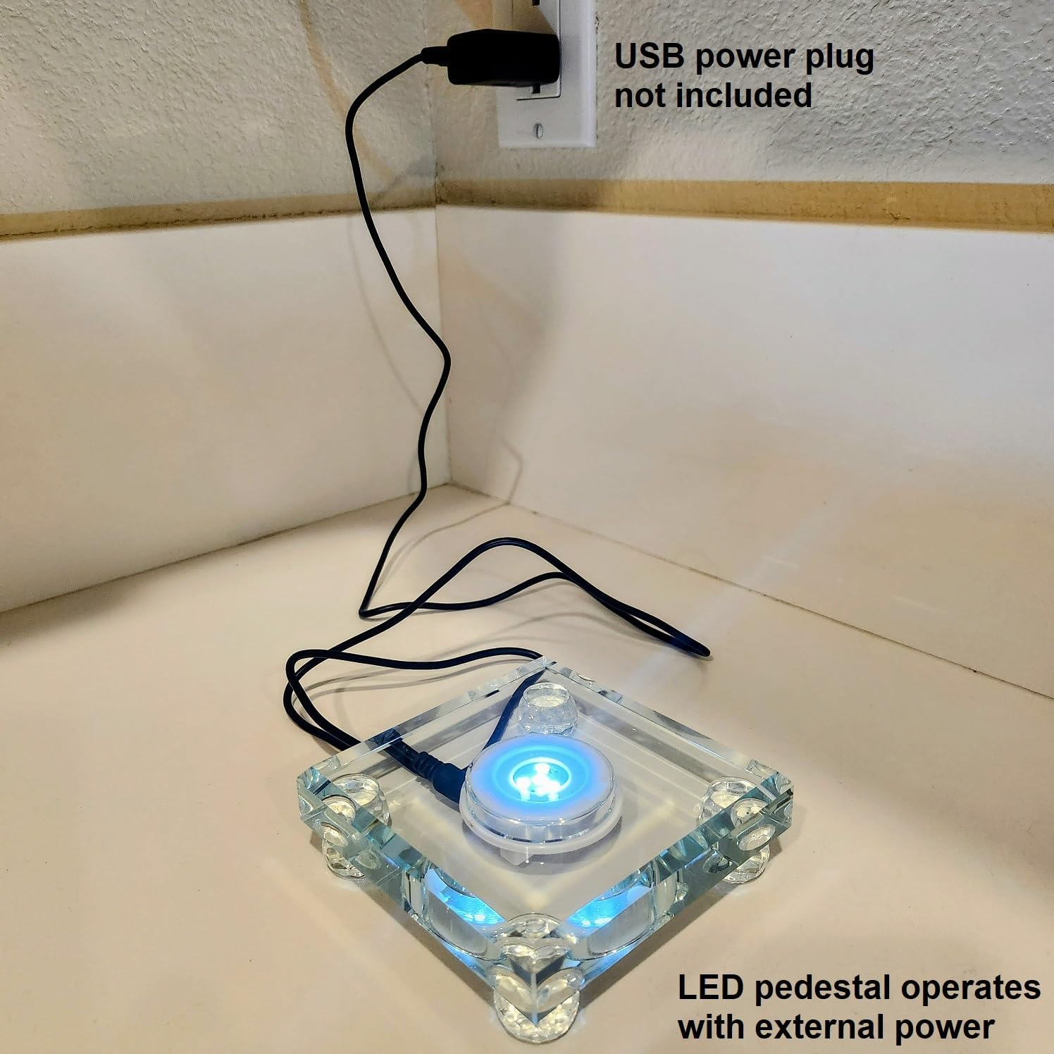Rechargeable 4x4 Crystal LED Light Base for Art Display