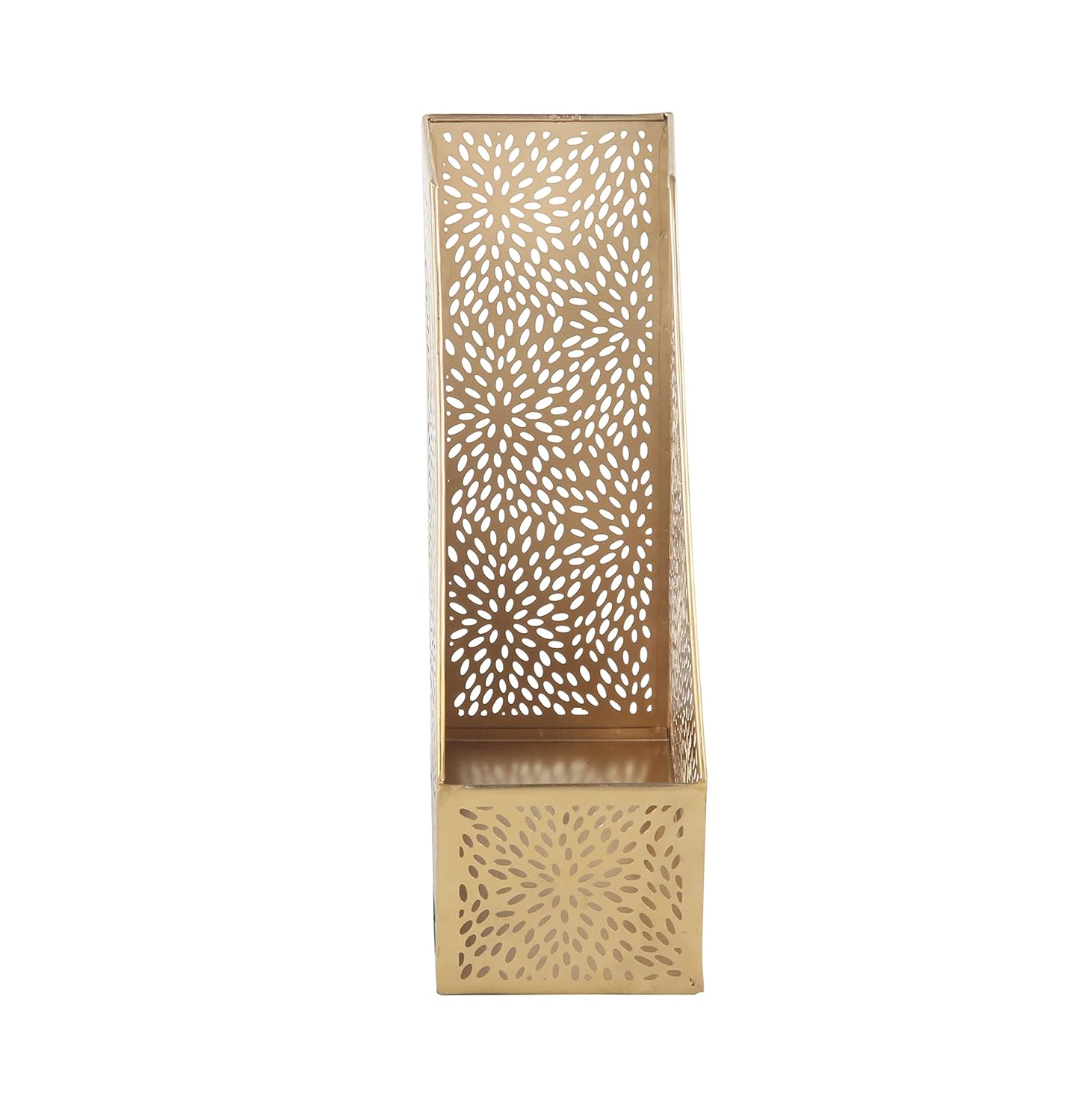 CosmoLiving Gold Magazine Holder with Floral Design