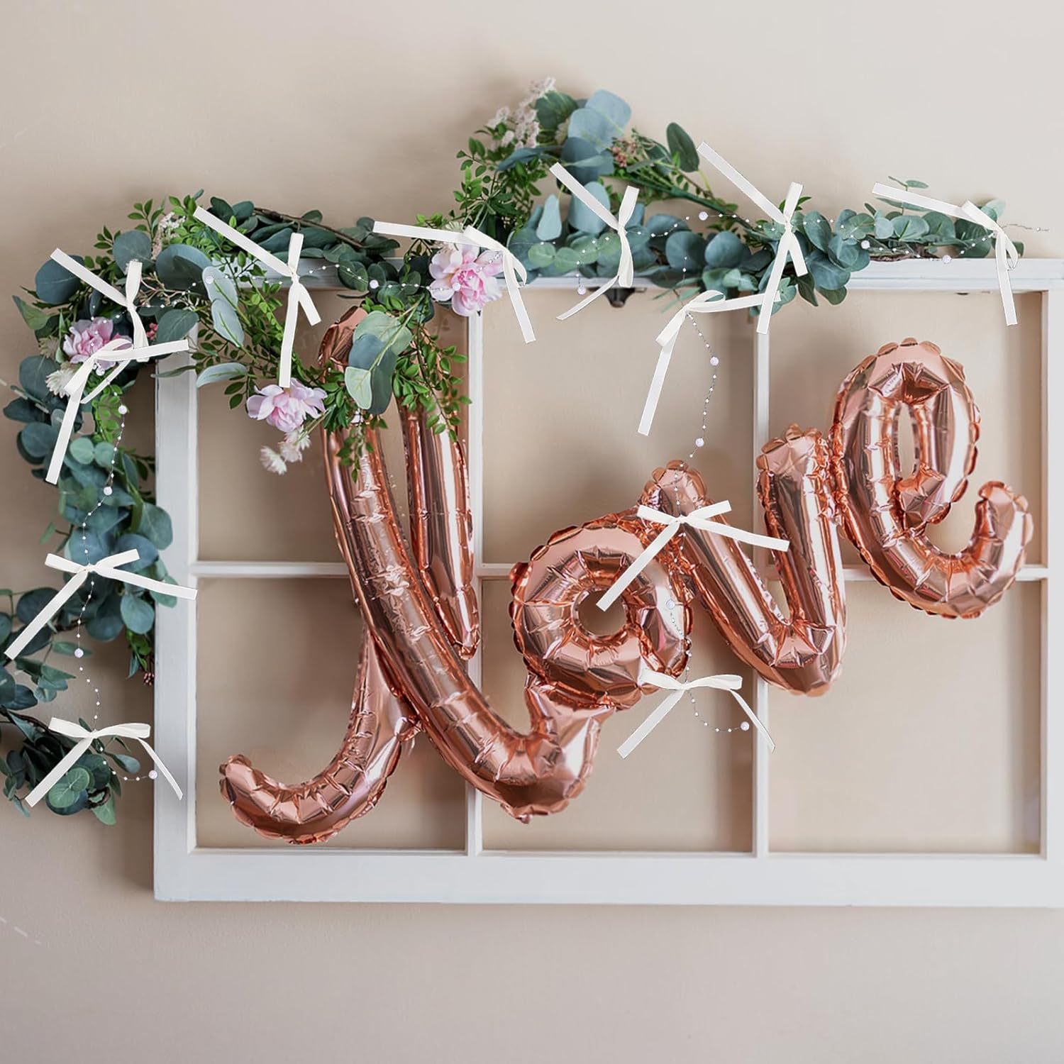 LOGOFUN 3pcs Beaded Curtain with Tassels and Bow Design