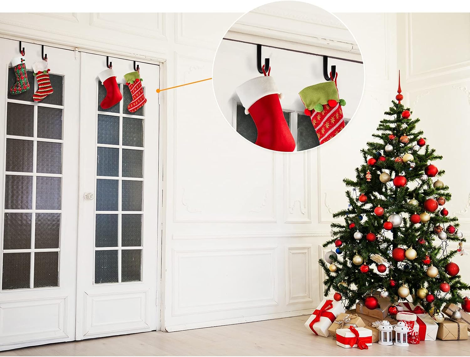 Hotop 16 Piece Christmas Wreath Hanger Door Hooks Set Black
