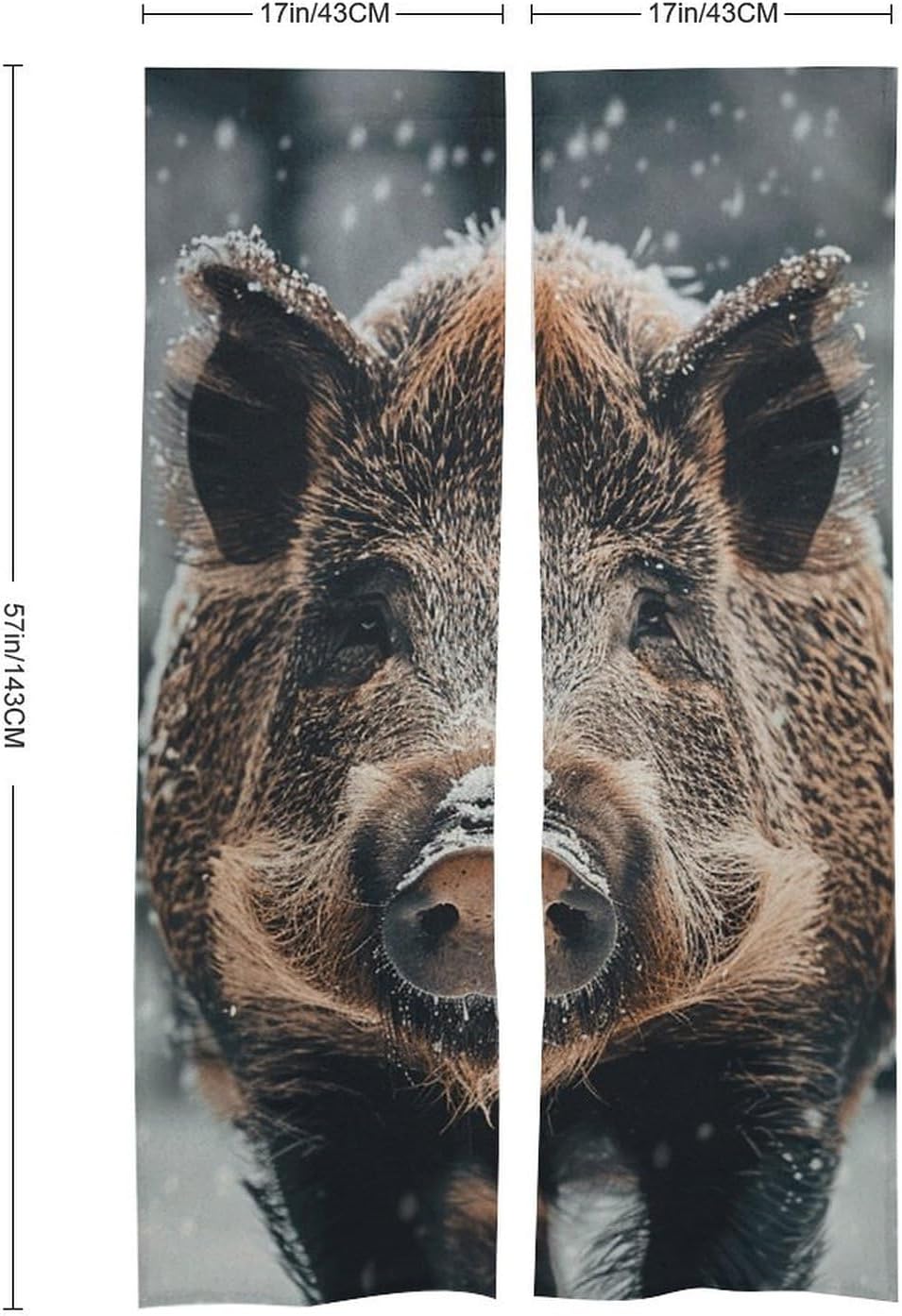 Wild Boar Door Curtain Panel 17x57 Inch Split Door Divider