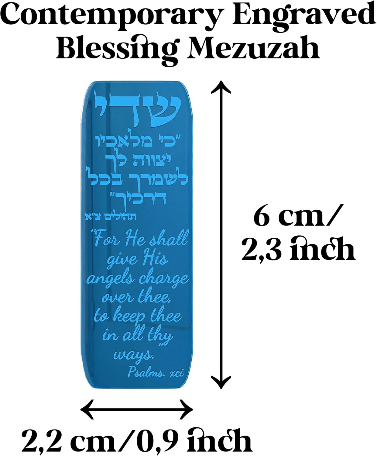 Car Mezuzah with Travelers Prayer and Sky Blue Design
