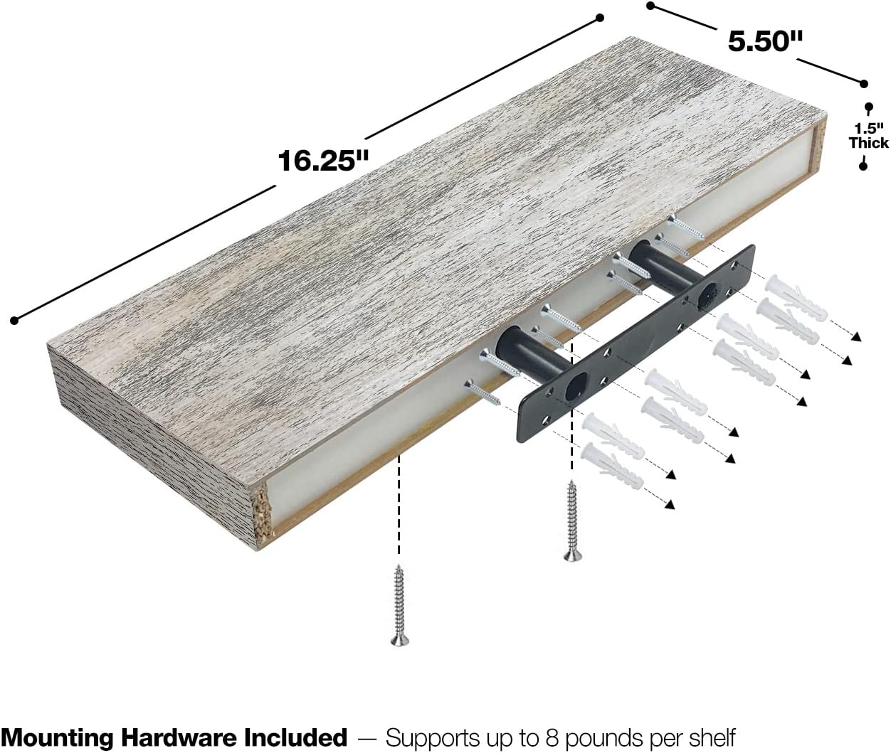 Sorbus Floating Shelves 3 Pack 16 Inch Rustic