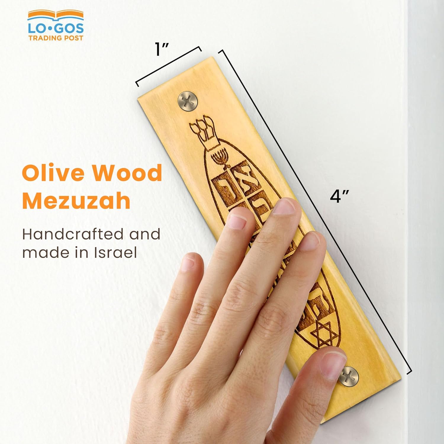 Olive Wood Mezuzah with Scroll and Star of David