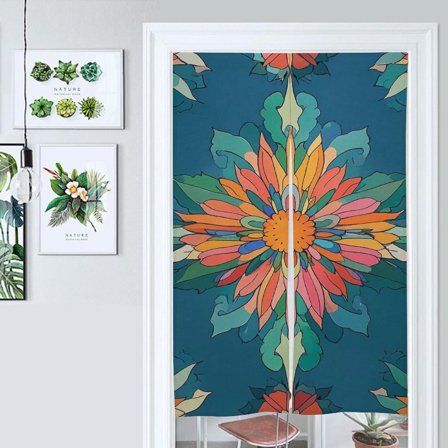 Vibrant Scottish Thistle Door Curtain Panel 17x57 Inch Split Door Divider