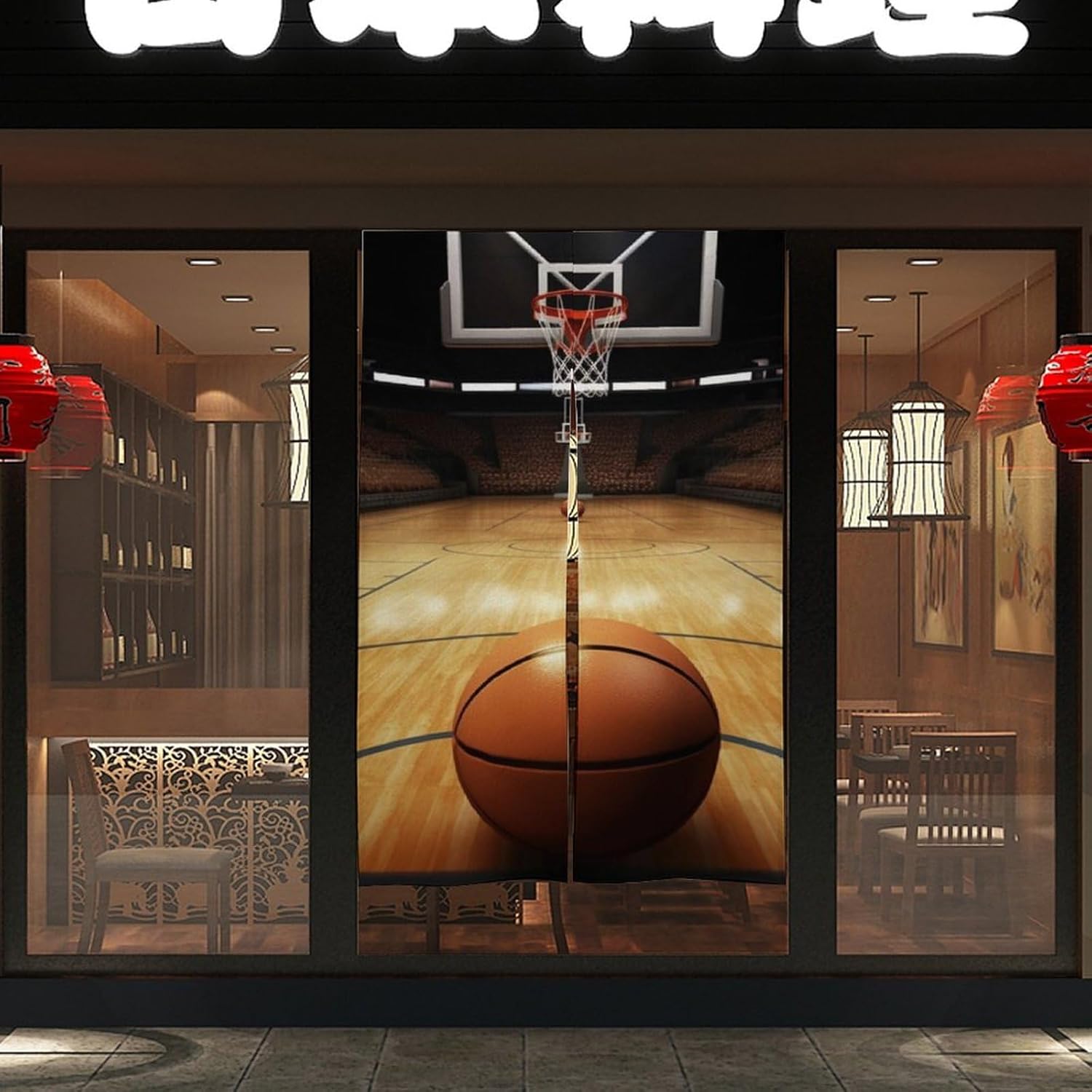 Basketball Split Door Curtain 17x57 Inch Panel Divider