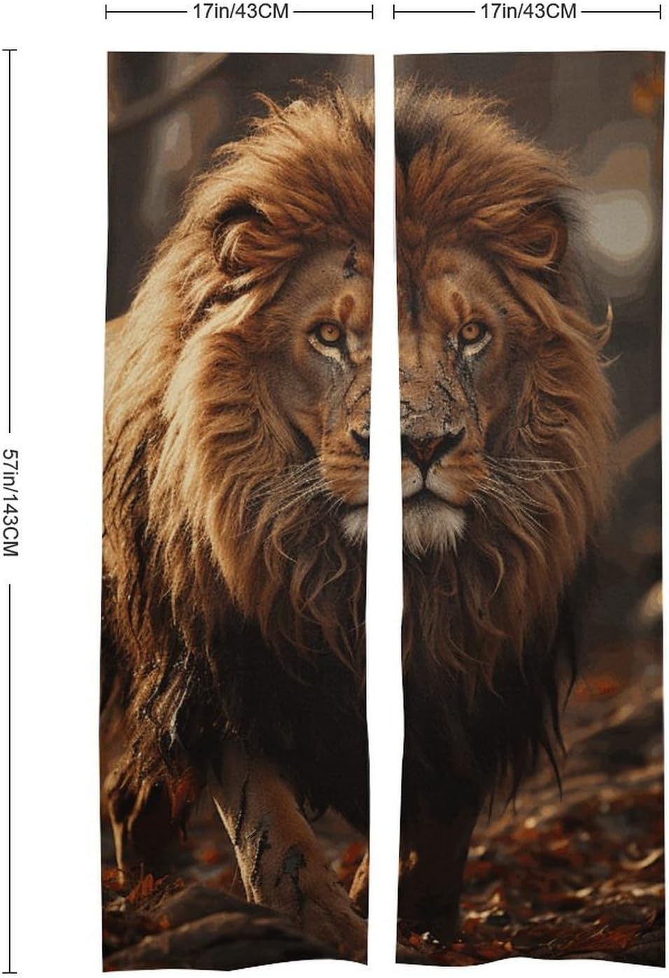 Lion Image Door Cover Curtain 57x17 Inches
