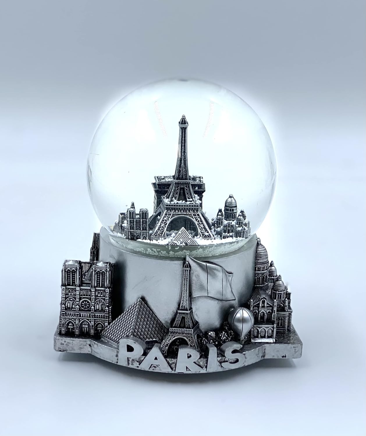 Paris Musical Snow Globe Romantic Gift Decor Silver