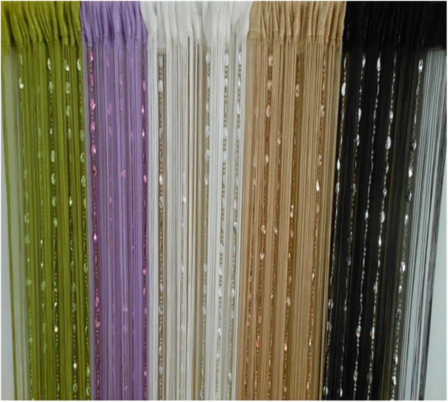 String Bright Button Beaded Door Curtain Panel