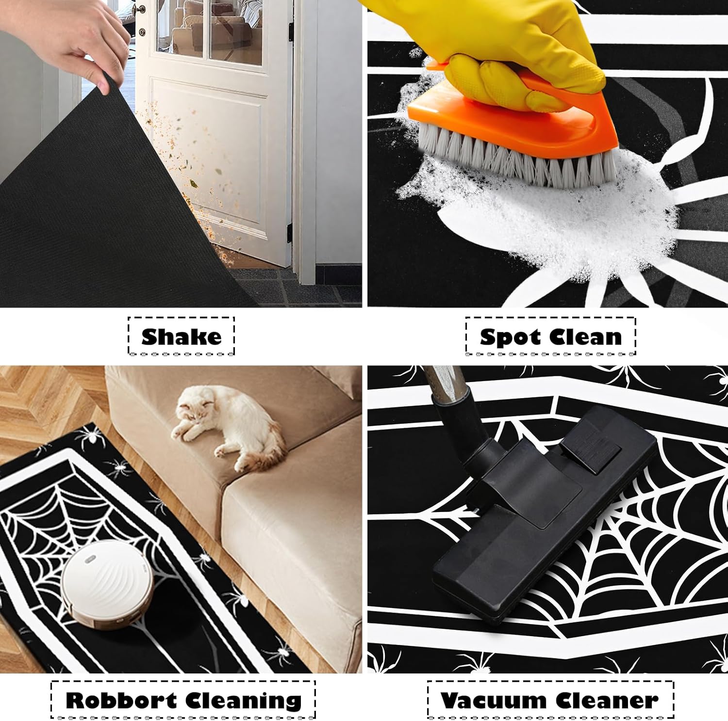 ASPMIZ Halloween Runner Rug Black Gothic Design