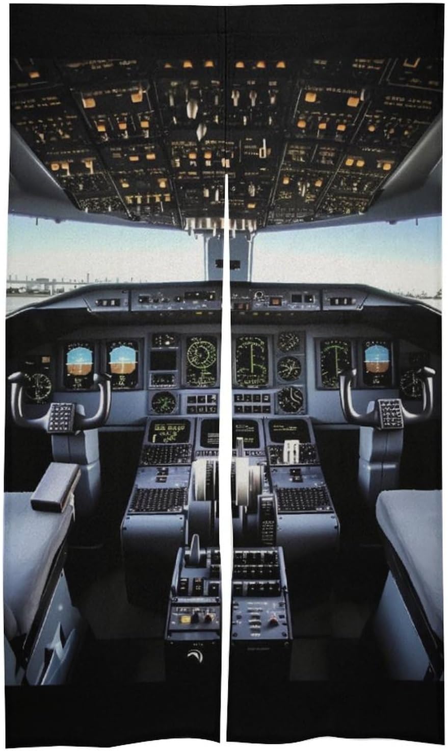 Airplane Cockpit Door Curtain Split 17x57 Inch Blackout Privacy Partition Divider