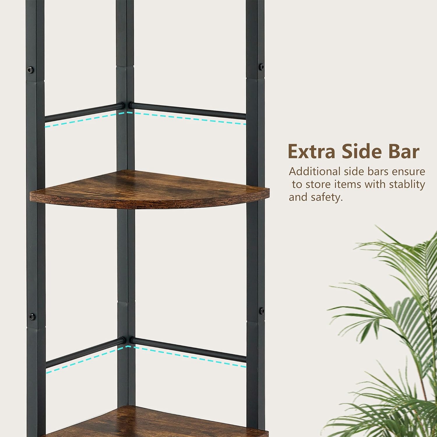 Tajsoon 3 Tier Corner Shelf Stand Industrial Rustic Brown