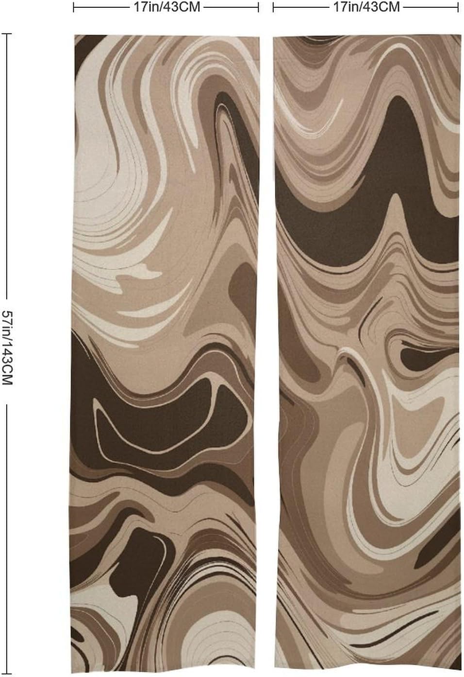 Taupe and White Split Door Curtain Panel 17x57 Inch Blackout Privacy Divider