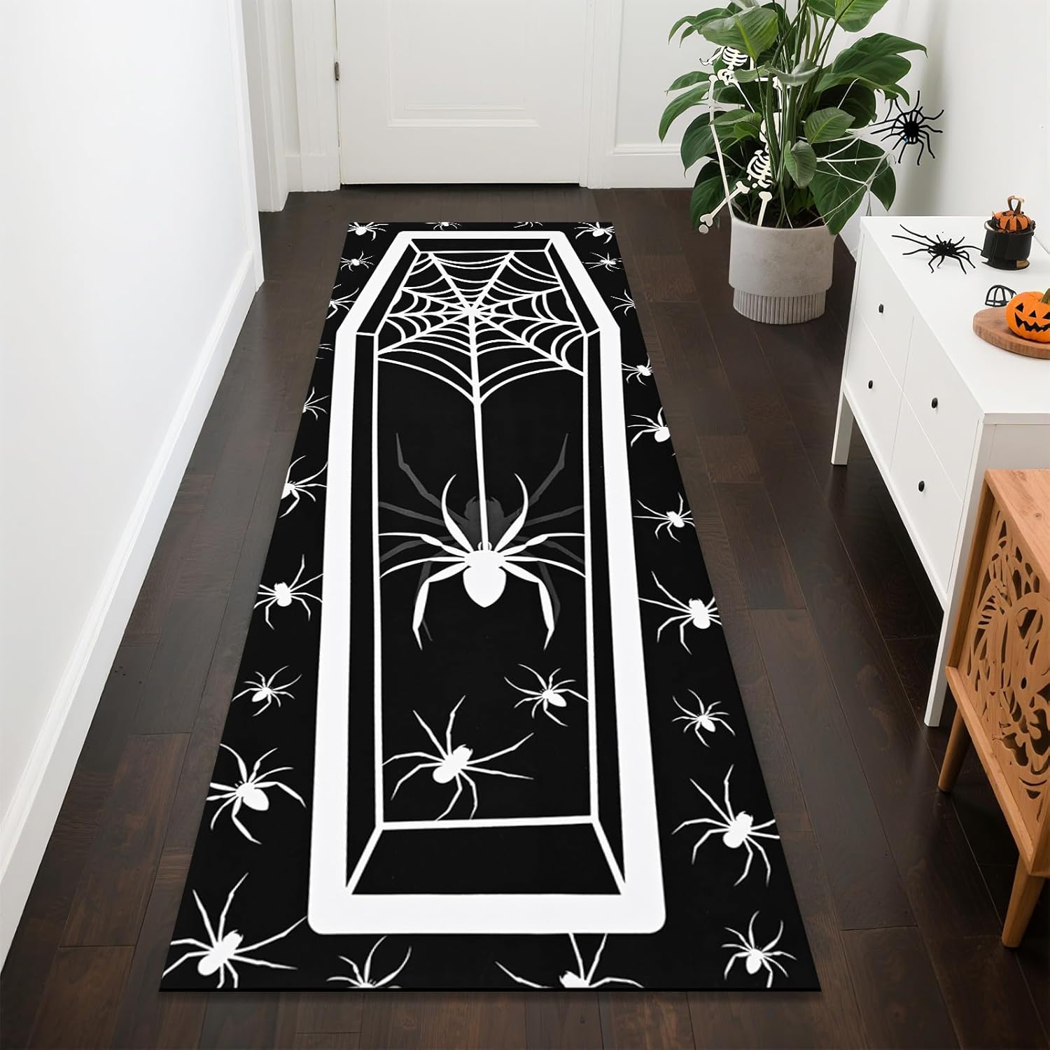 ASPMIZ Halloween Runner Rug Black Gothic Design