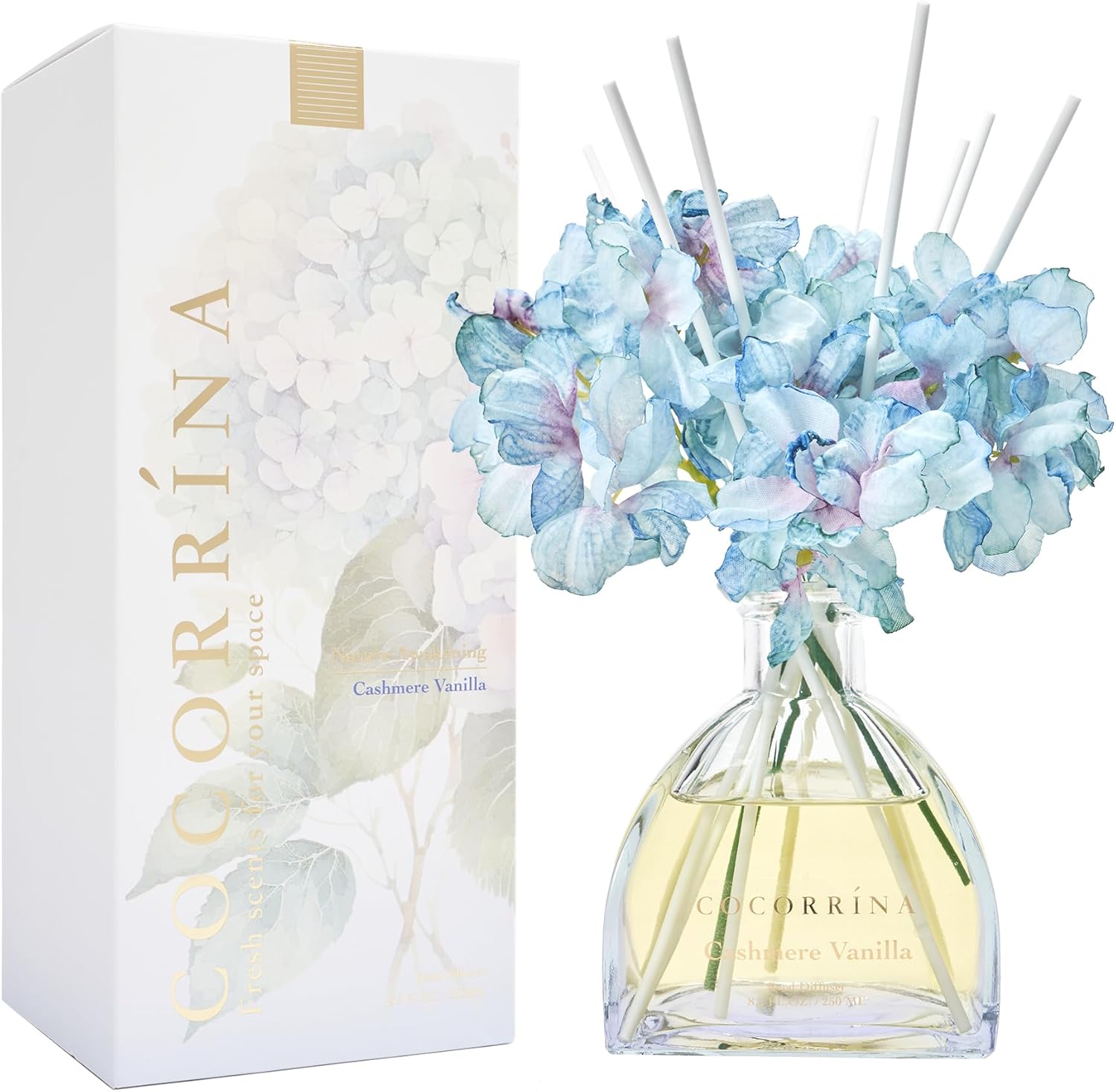COCORRINA Reed Diffuser - 85 Oz Cashmere Vanilla Set with 8 Sticks