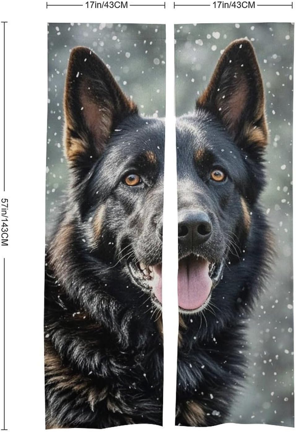 Black German Shepherd Door Curtain 57x17 Inches