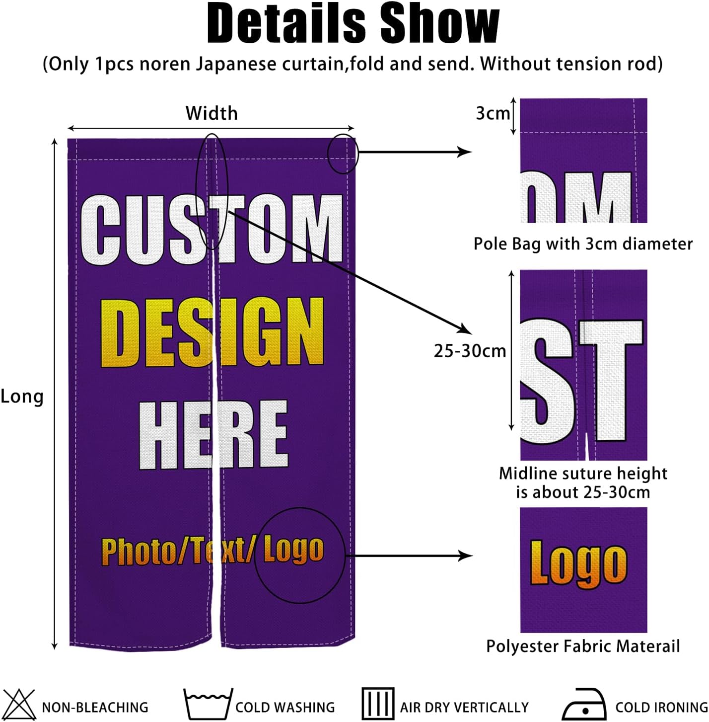 Custom Noren Curtain with Photo Text Logo