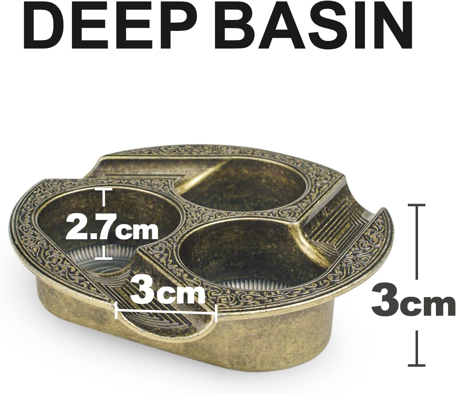 Gold Cigar Ashtray with 3 Holders