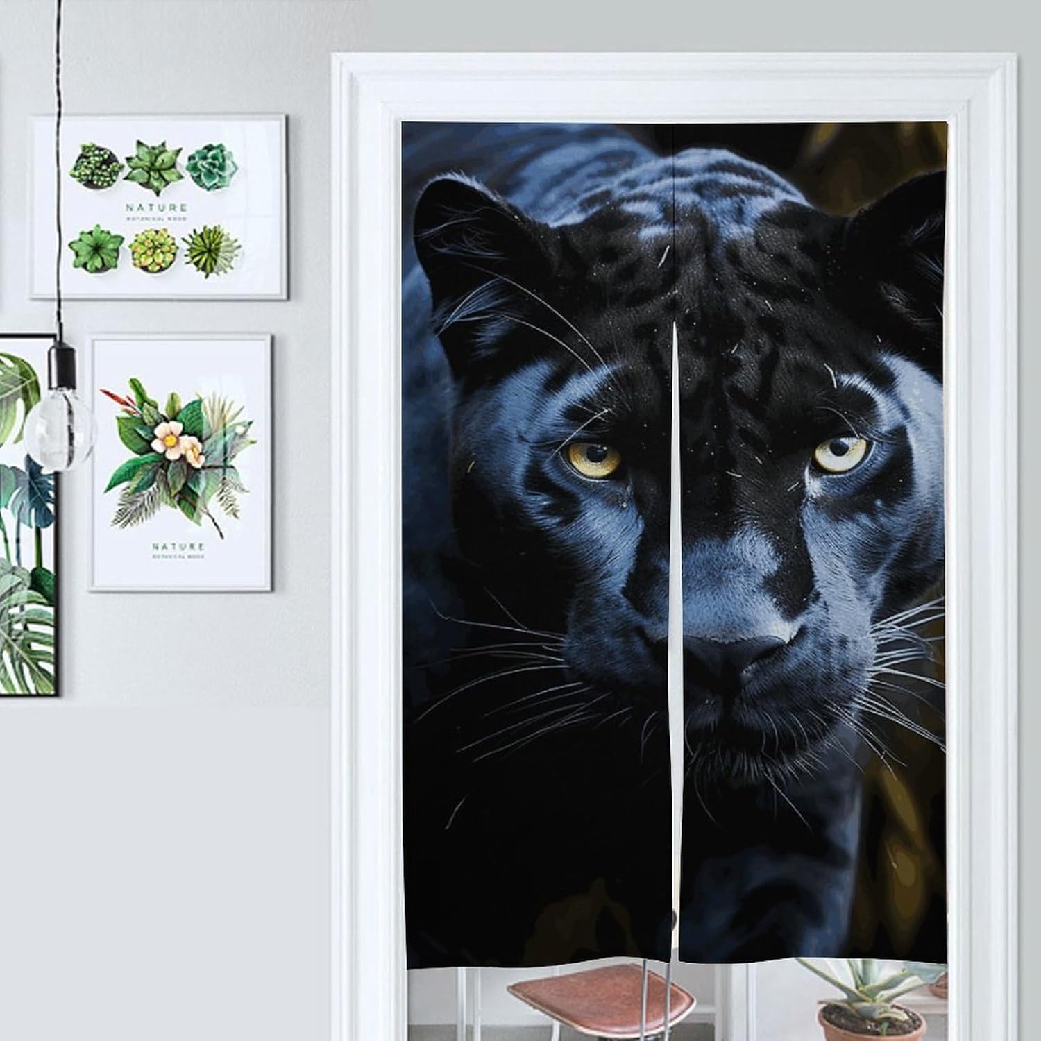 Panther Door Curtain with Blue Eyes 57 X 17 Inches