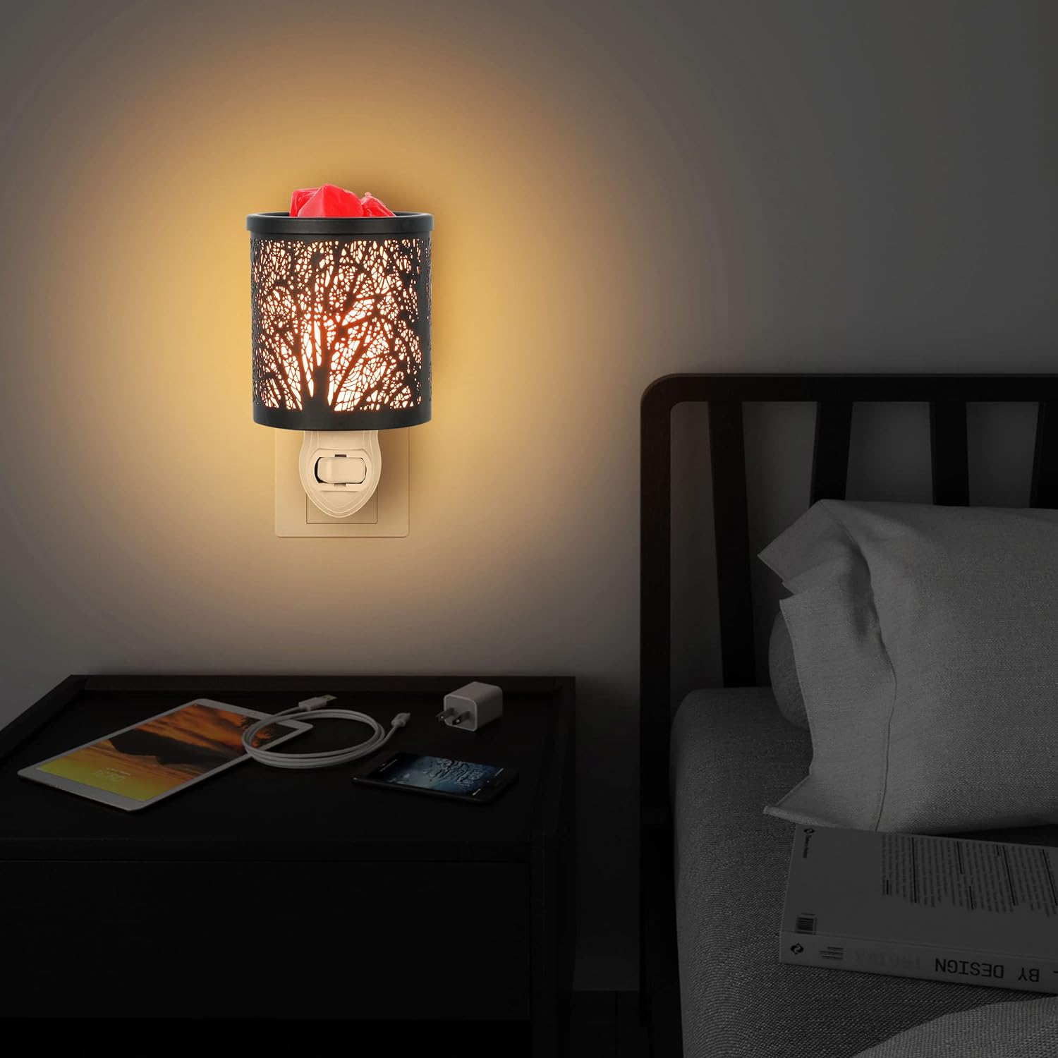 Inrorans Wall Plug-in Wax Warmer with Black Forest Tree Pattern