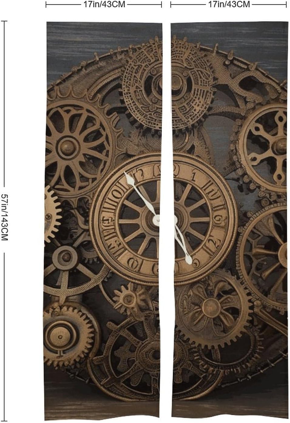 Steampunk Gears Clock Door Curtain Panel 17x57 Inch