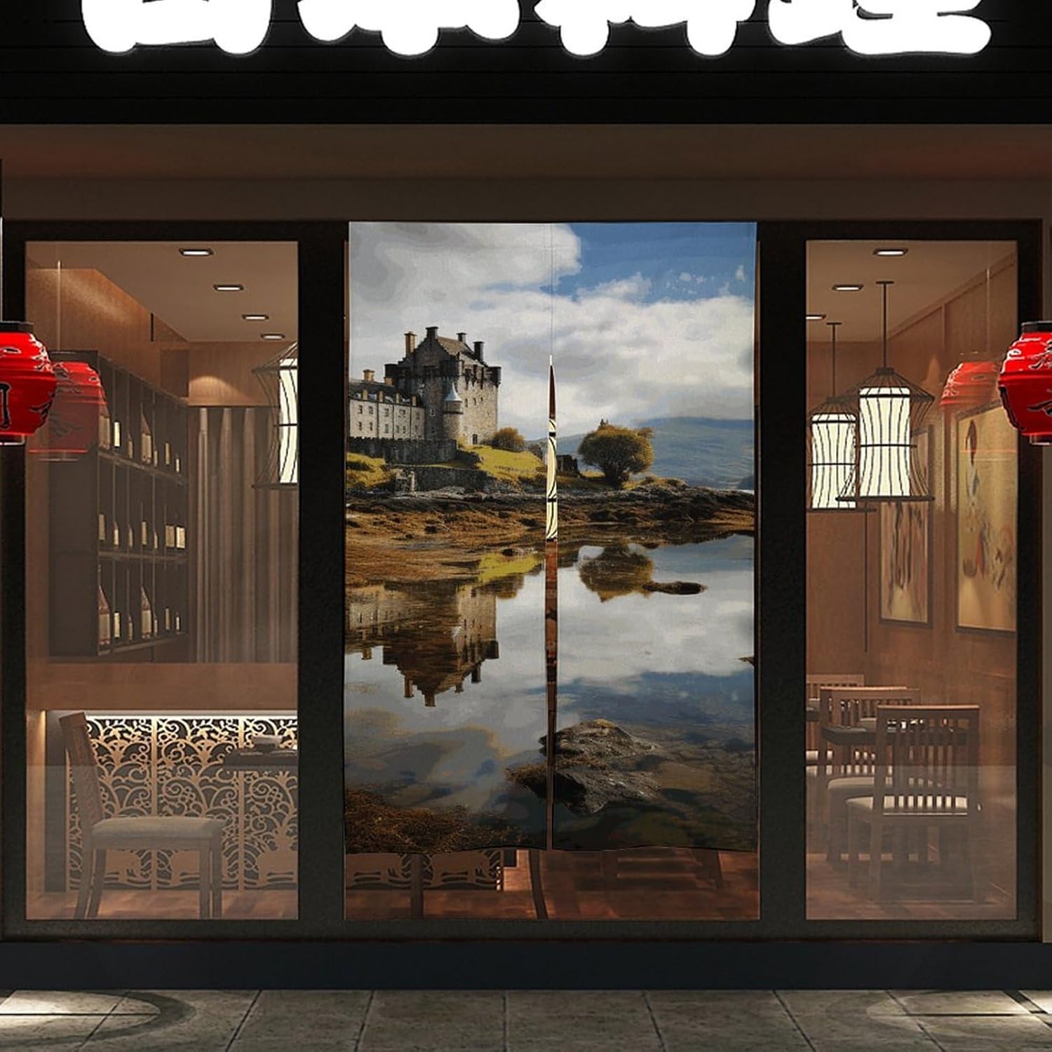 Scots Castle Door Cover Curtain 57x17 Inches Split Doorway Tapestry