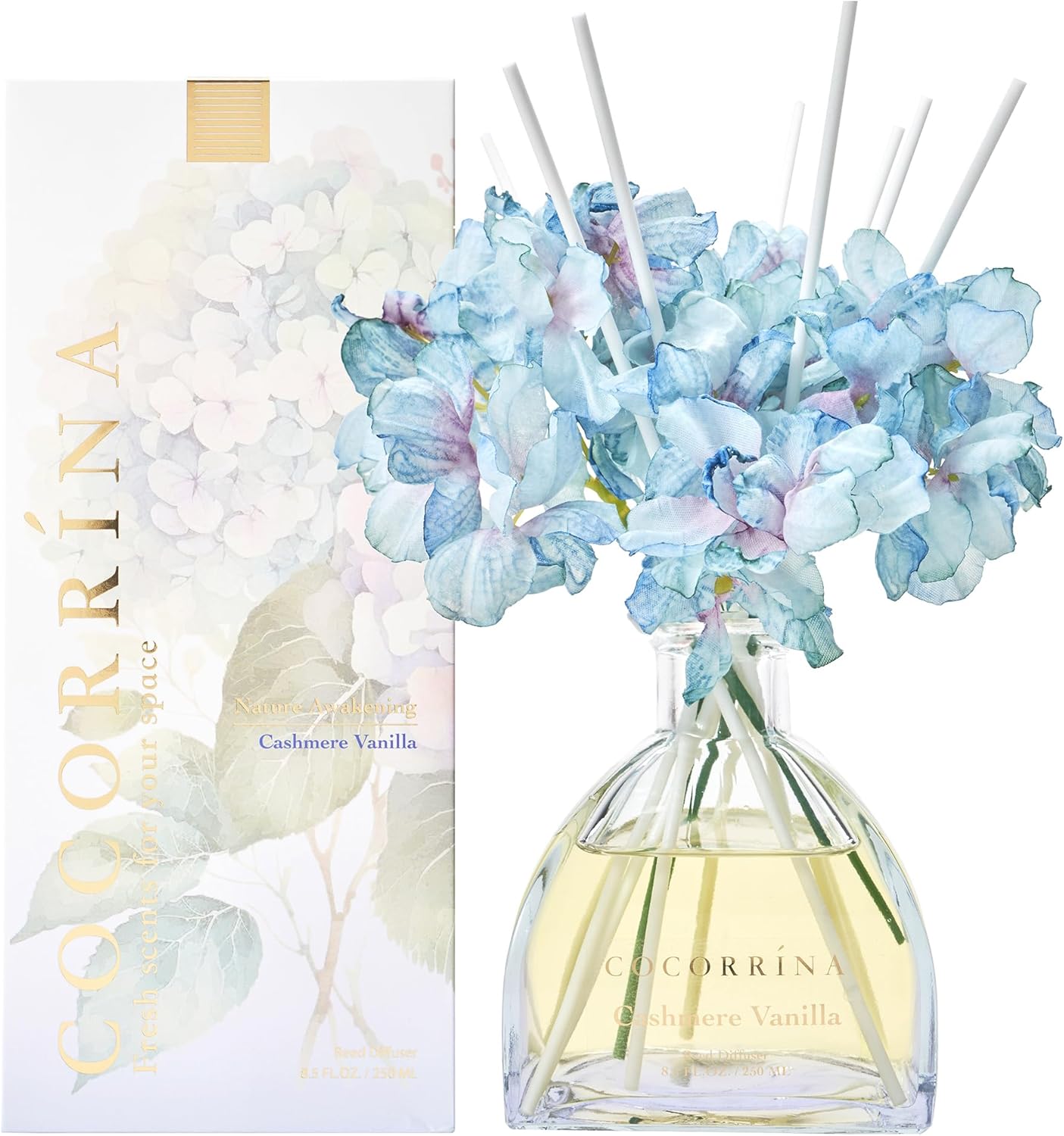COCORRINA Reed Diffuser - 85 Oz Cashmere Vanilla Set with 8 Sticks