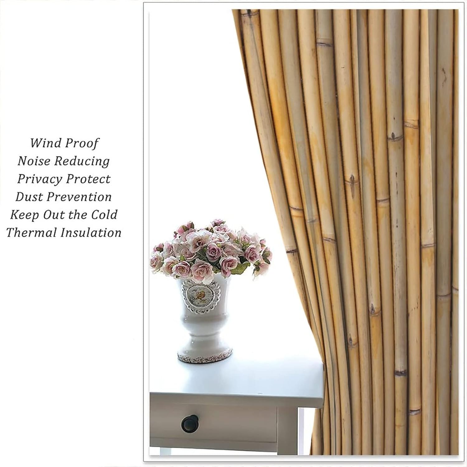 Bamboo Curtains 2 Panel Set 42x63 Inches