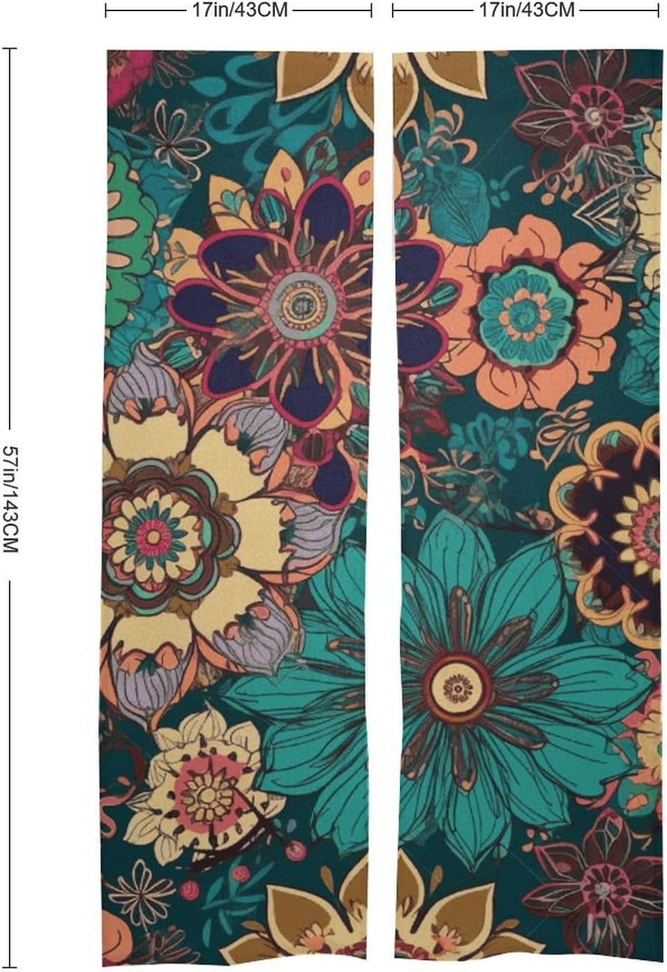 Bohemian Flower Door Curtain Panel 17x57 Inch Split Door Divider