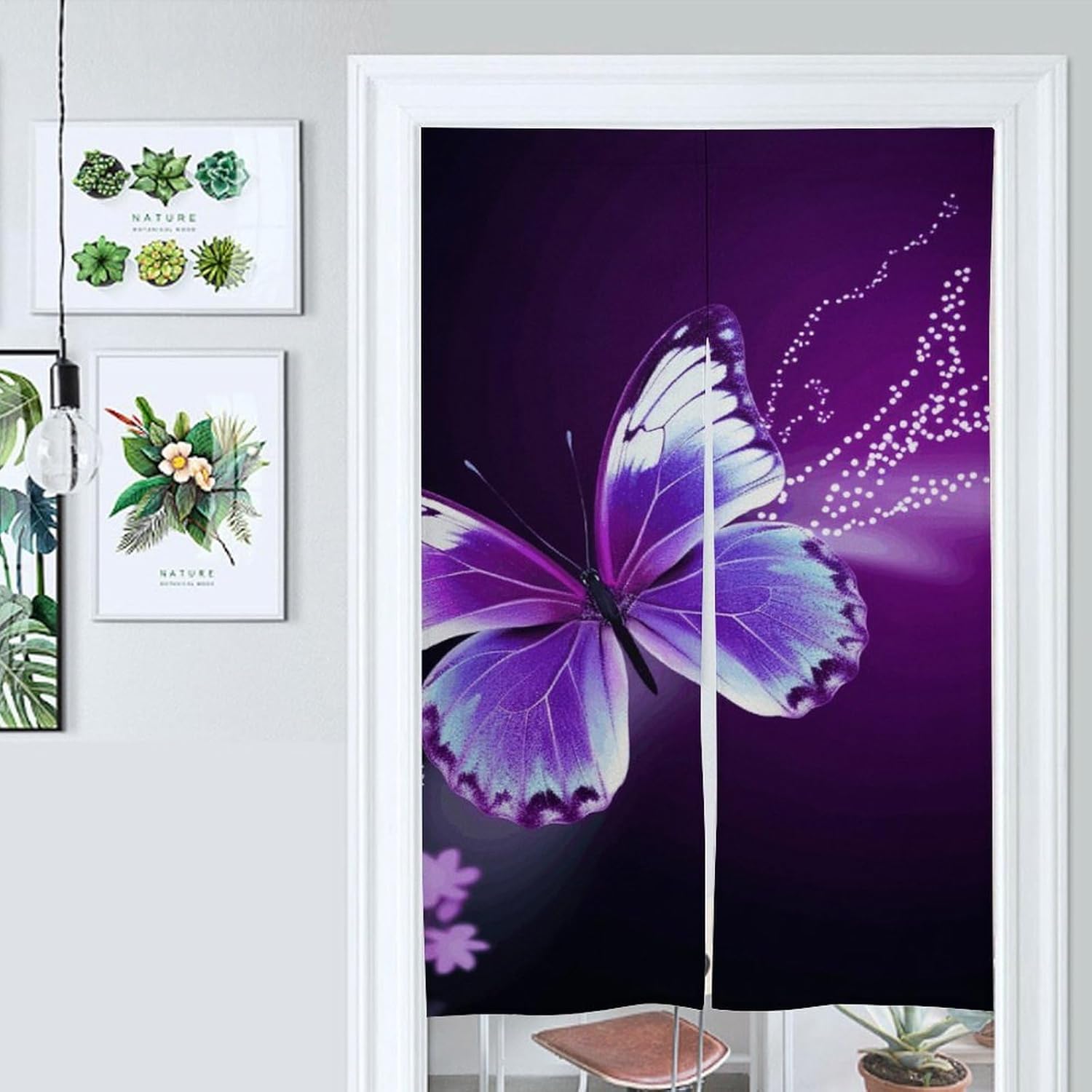 Lovely Purple Butterfly Door Curtain 57x17 Inches